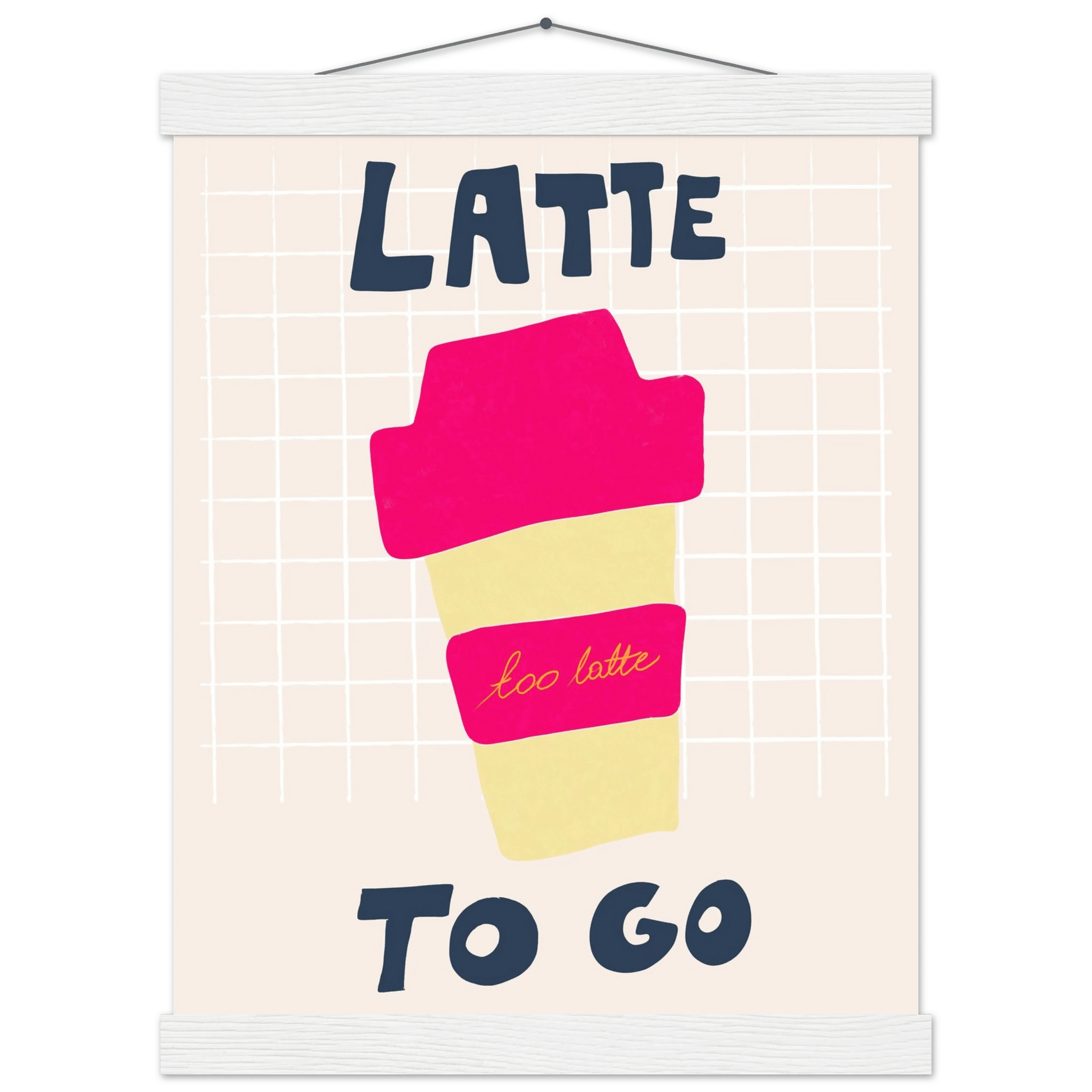 Latte To Go Poster – Playful Coffee Kitchen Wall Art Print (Digital & Printed Options) - Evergreen Posters