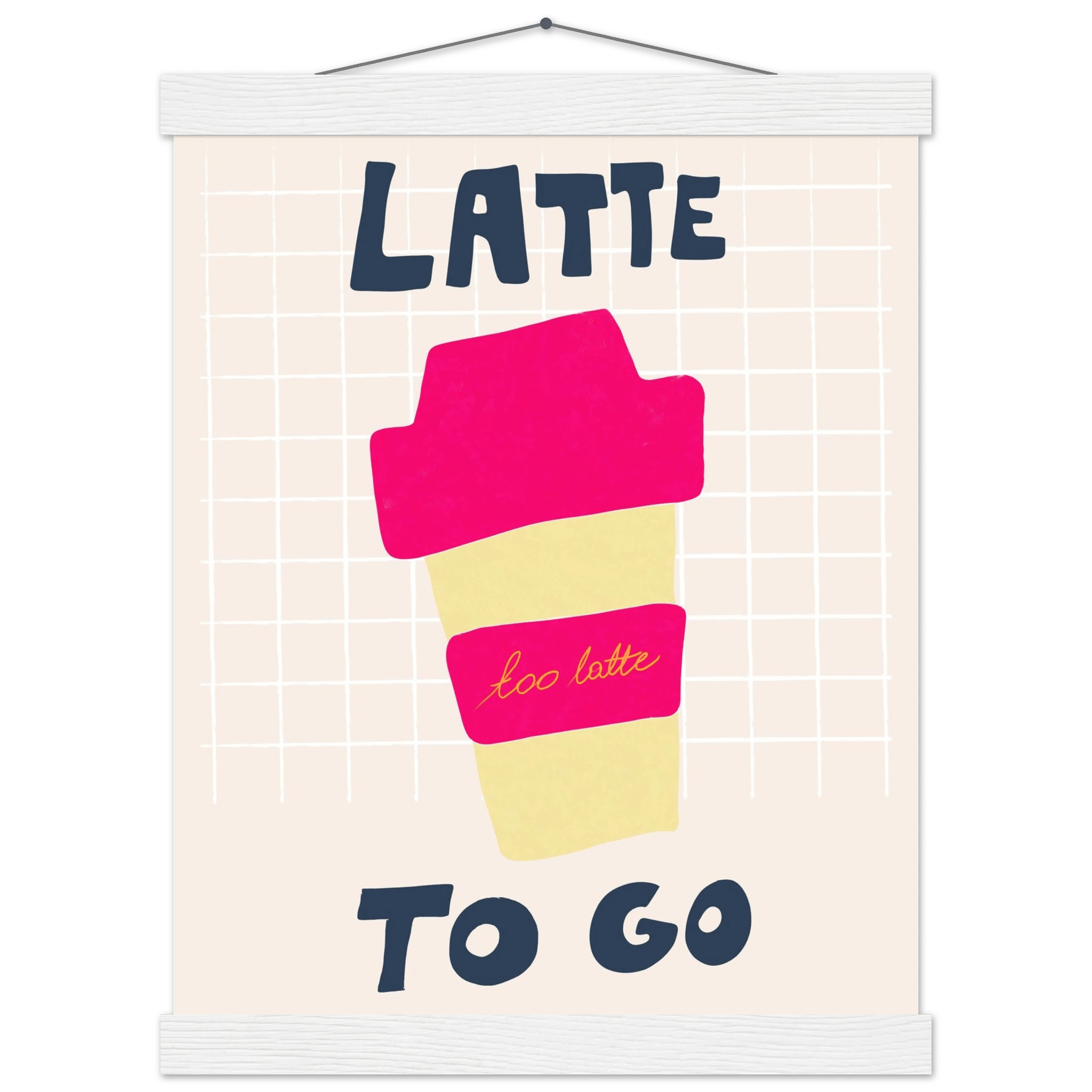 Latte To Go Poster – Playful Coffee Kitchen Wall Art Print (Digital & Printed Options) - Evergreen Posters