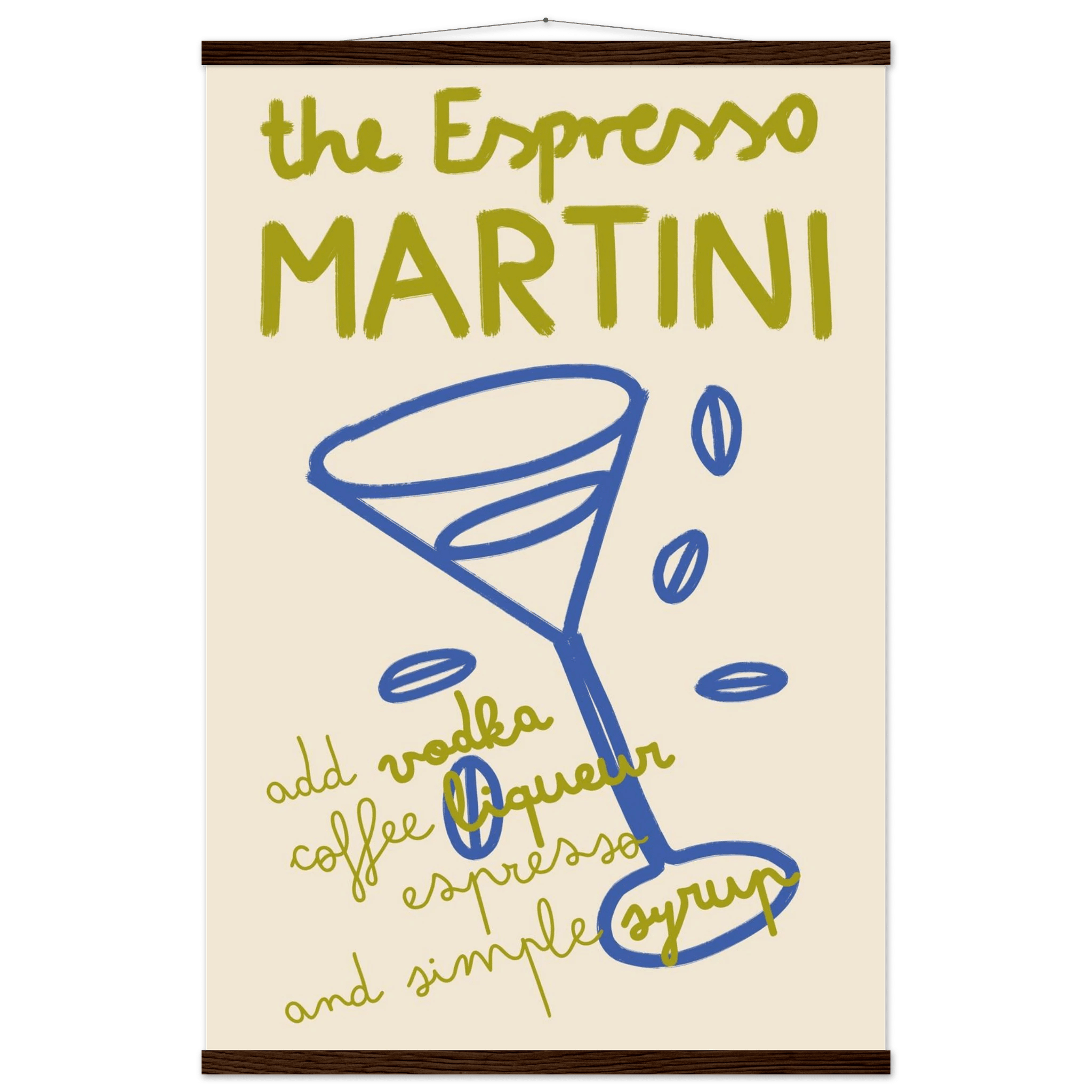 Espresso Martini Print | Cocktail Recipe Wall Art | Kitchen Bar Poster - Evergreen Posters