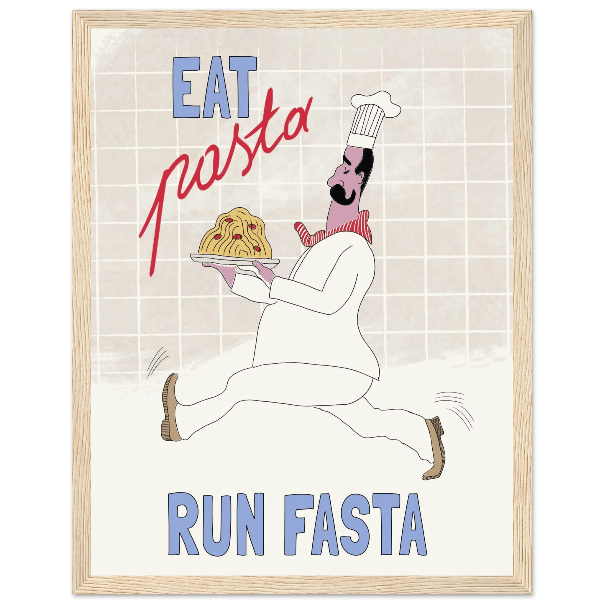 Eat Pasta Run Fasta Poster – Fun Kitchen Wall Art Print (Digital & Printed Options) - Evergreen Posters