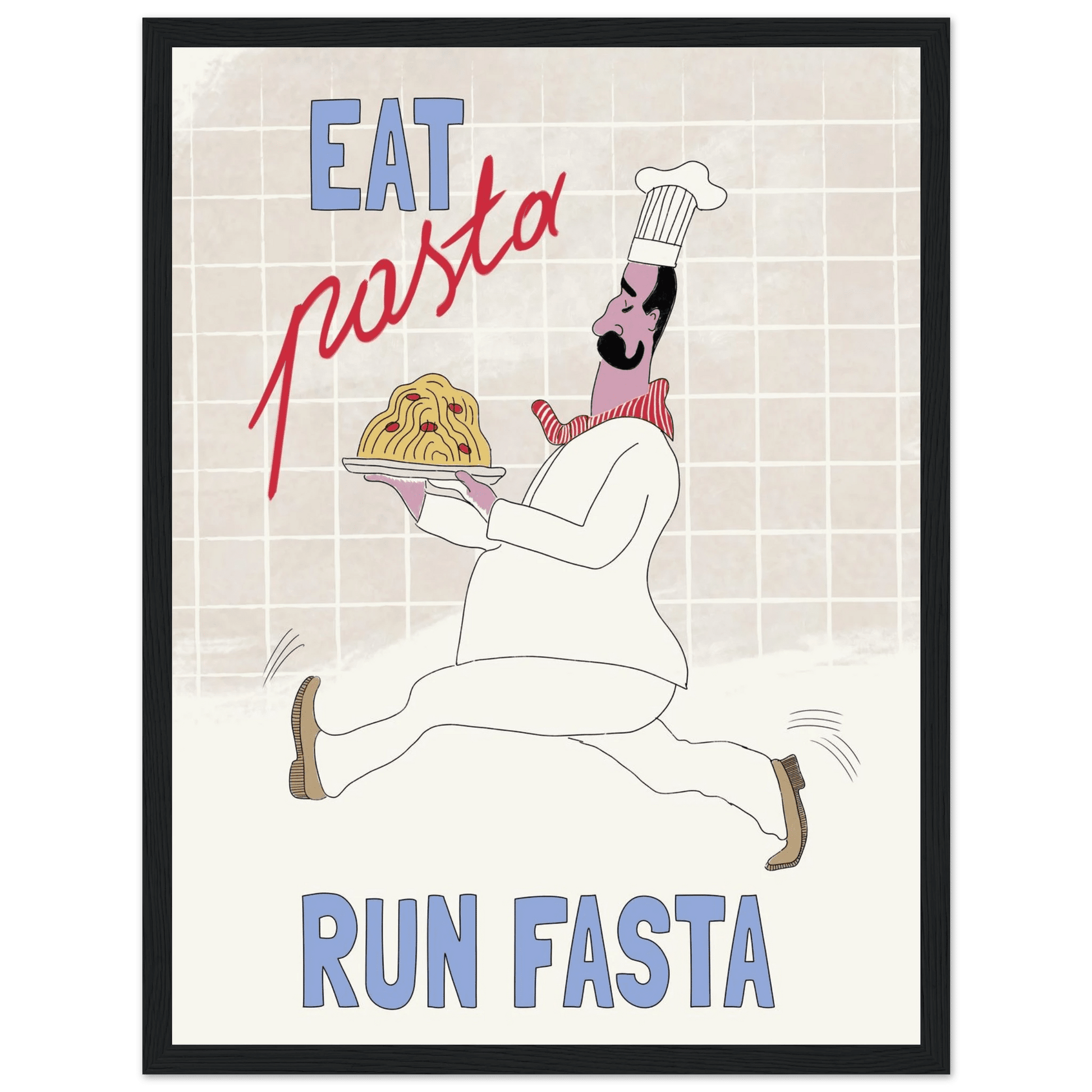 Eat Pasta Run Fasta Poster – Fun Kitchen Wall Art Print (Digital & Printed Options) - Evergreen Posters
