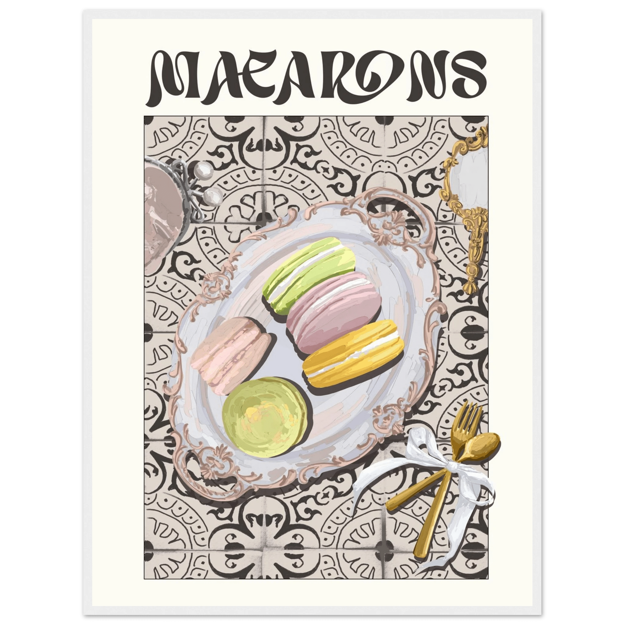 Macarons Poster – Playful French Patisserie Kitchen Wall Art Print (Digital & Printed Options) - Evergreen Posters