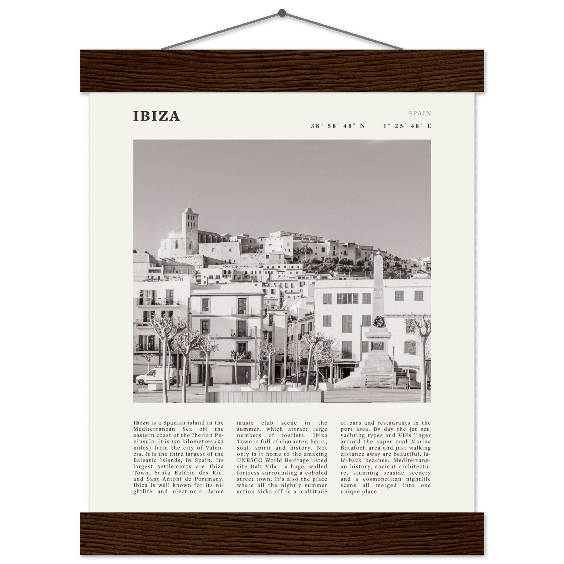 Ibiza Poster | Black & White Spanish Island Wall Art | Spain Travel Print - Evergreen Posters