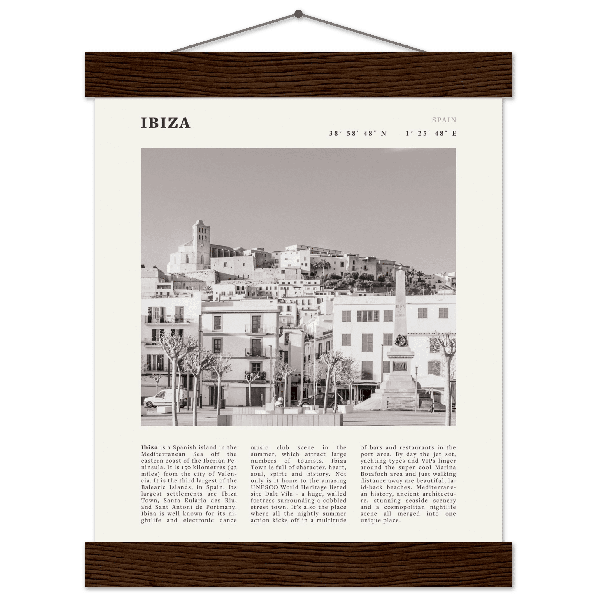 Ibiza Poster | Black & White Spanish Island Wall Art | Spain Travel Print - Evergreen Posters