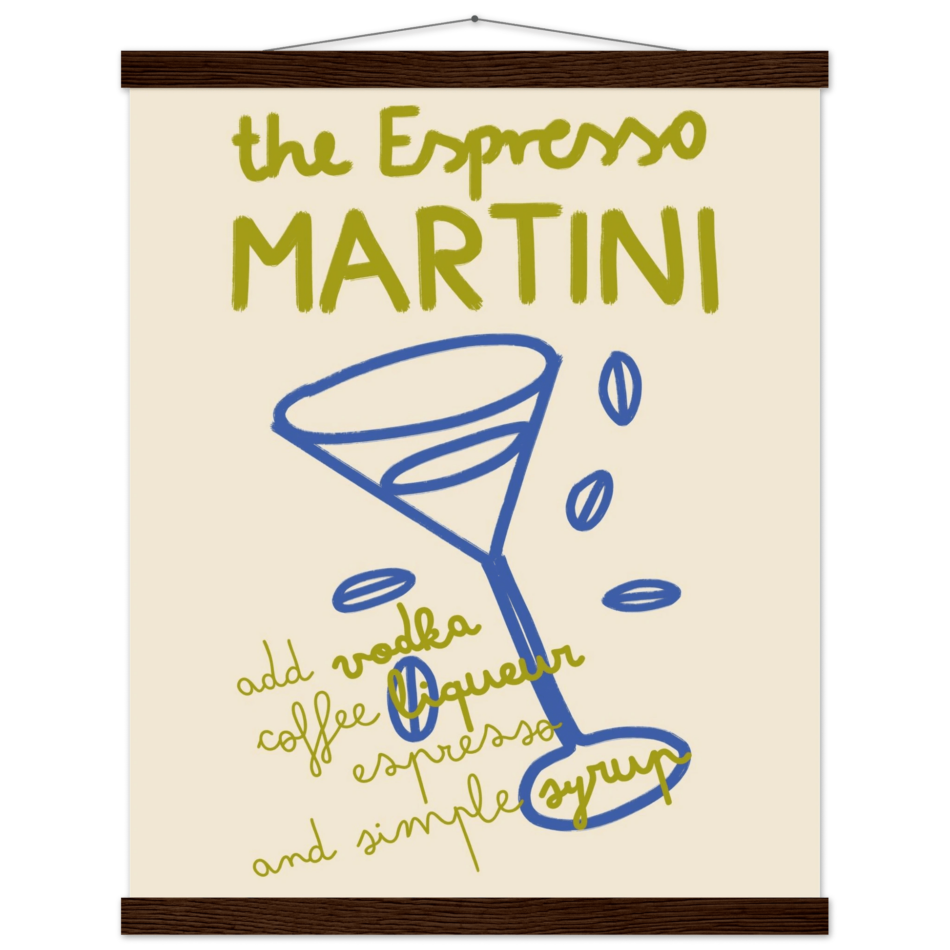 Espresso Martini Print | Cocktail Recipe Wall Art | Kitchen Bar Poster - Evergreen Posters