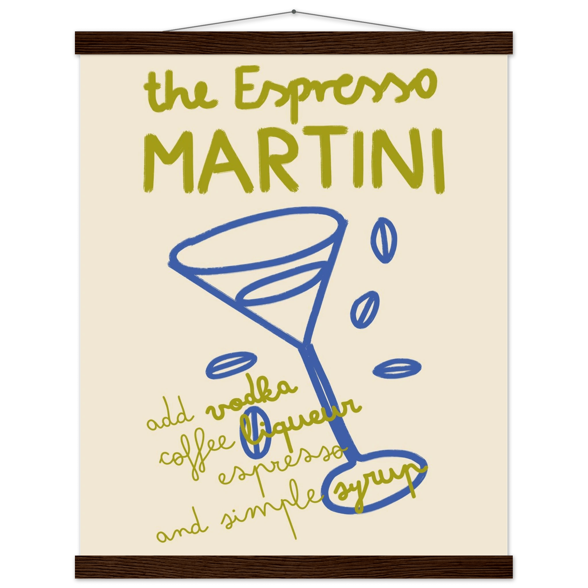 Espresso Martini Print | Cocktail Recipe Wall Art | Kitchen Bar Poster - Evergreen Posters