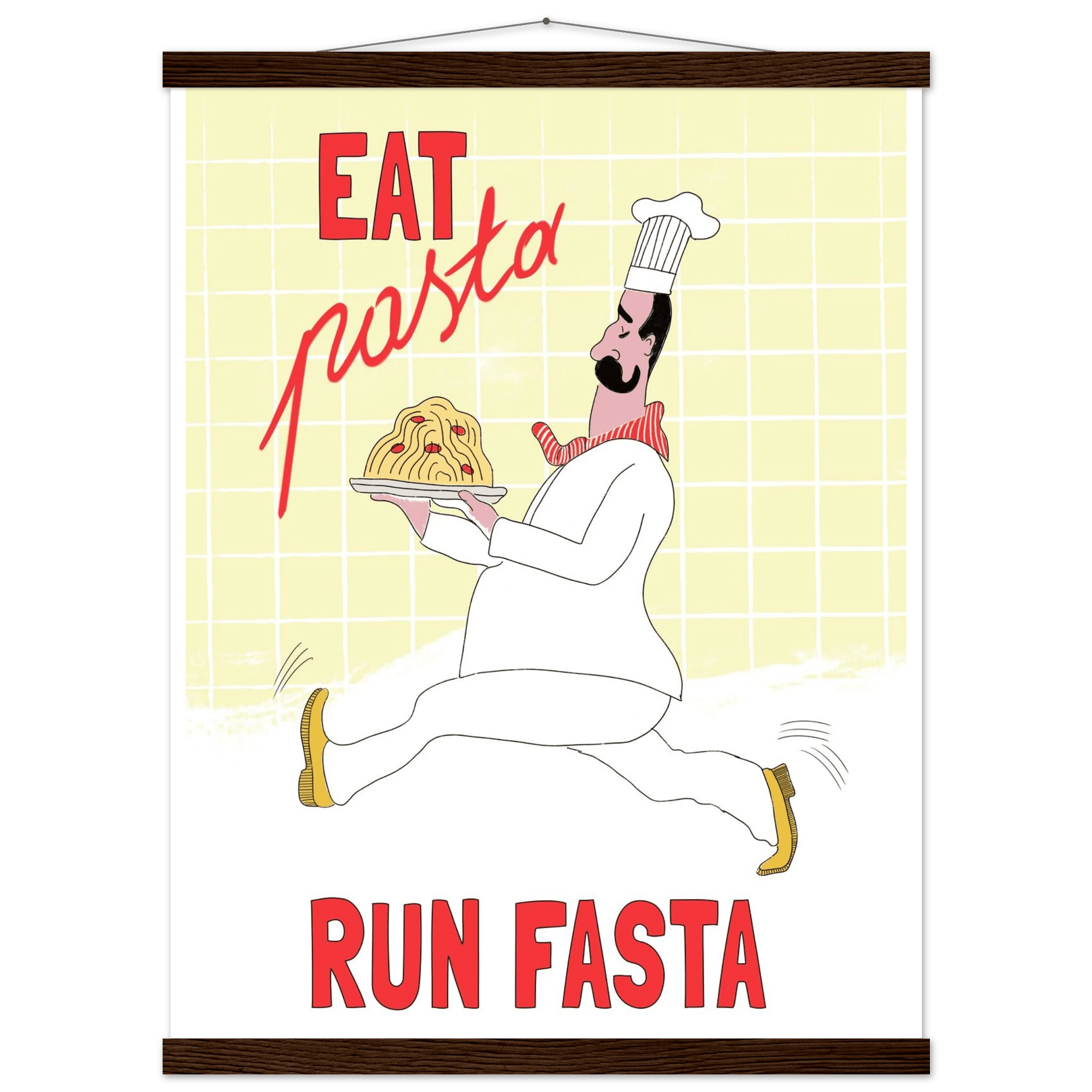 Eat Pasta Run Fasta Poster – Playful Kitchen Wall Art Print (Digital & Printed Options) - Evergreen Posters