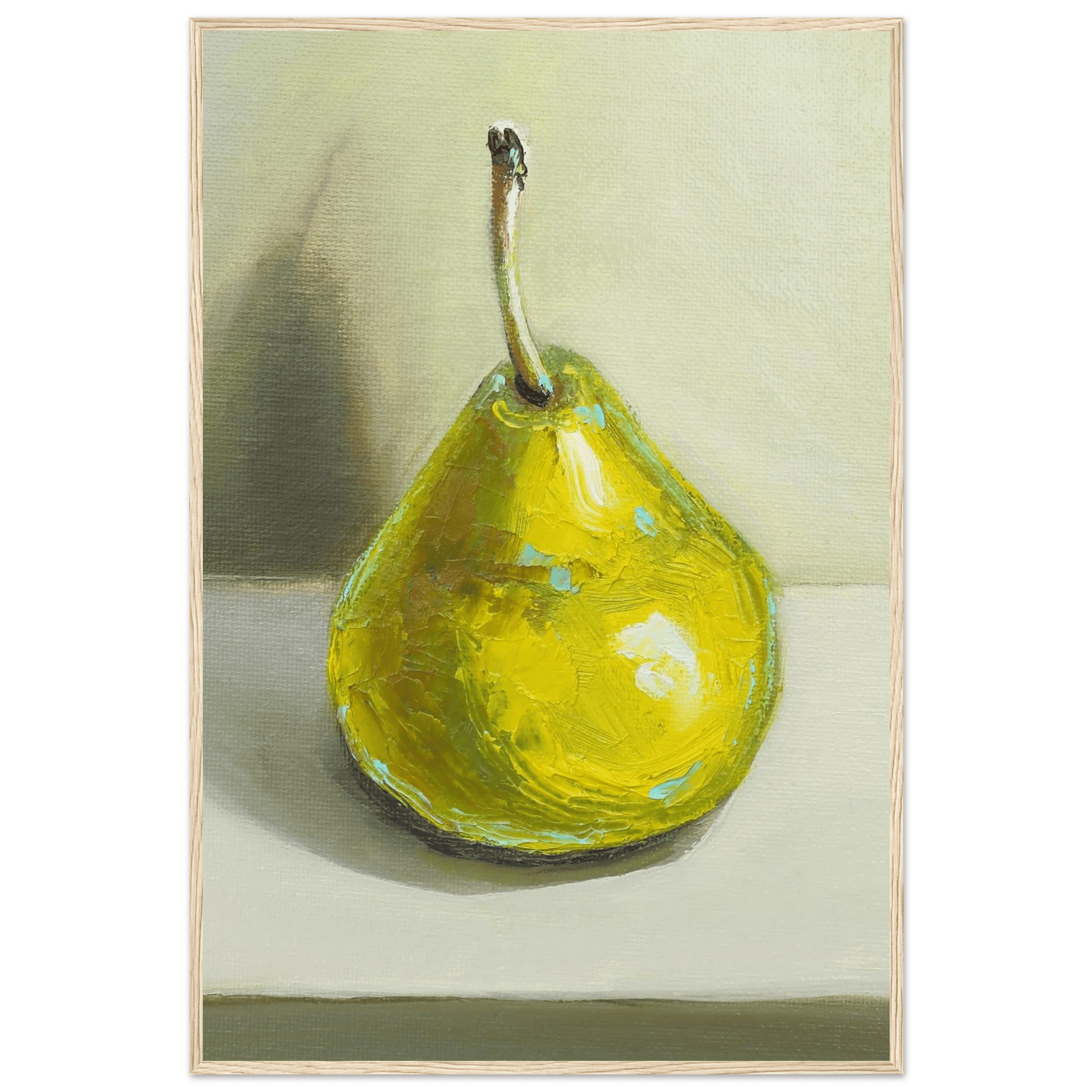 Pear Print | Green Pear Oil Painting Wall Art | Kitchen Poster - Evergreen Posters