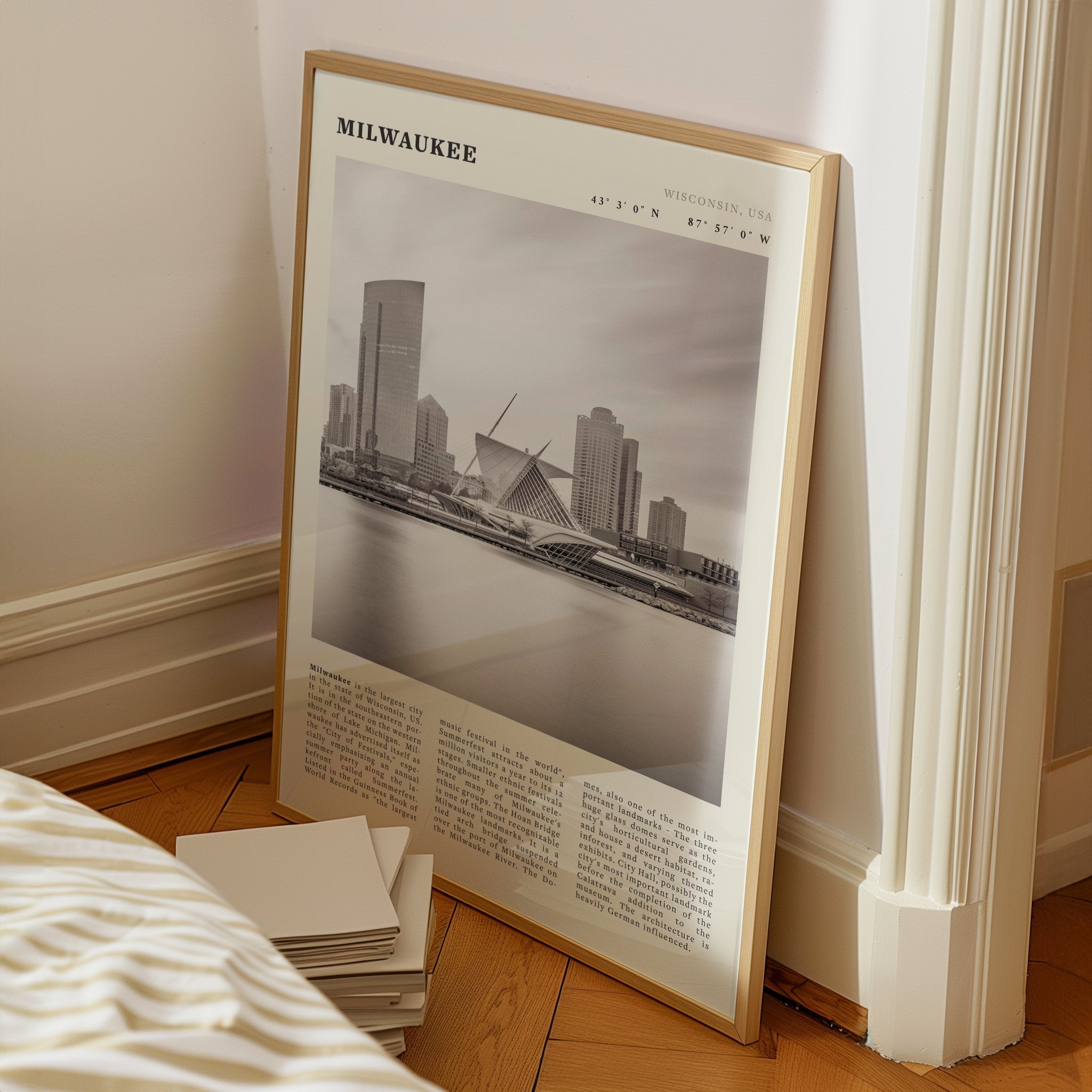 Milwaukee Poster | Black & White Wisconsin City Wall Art | USA Travel Print - Evergreen Posters