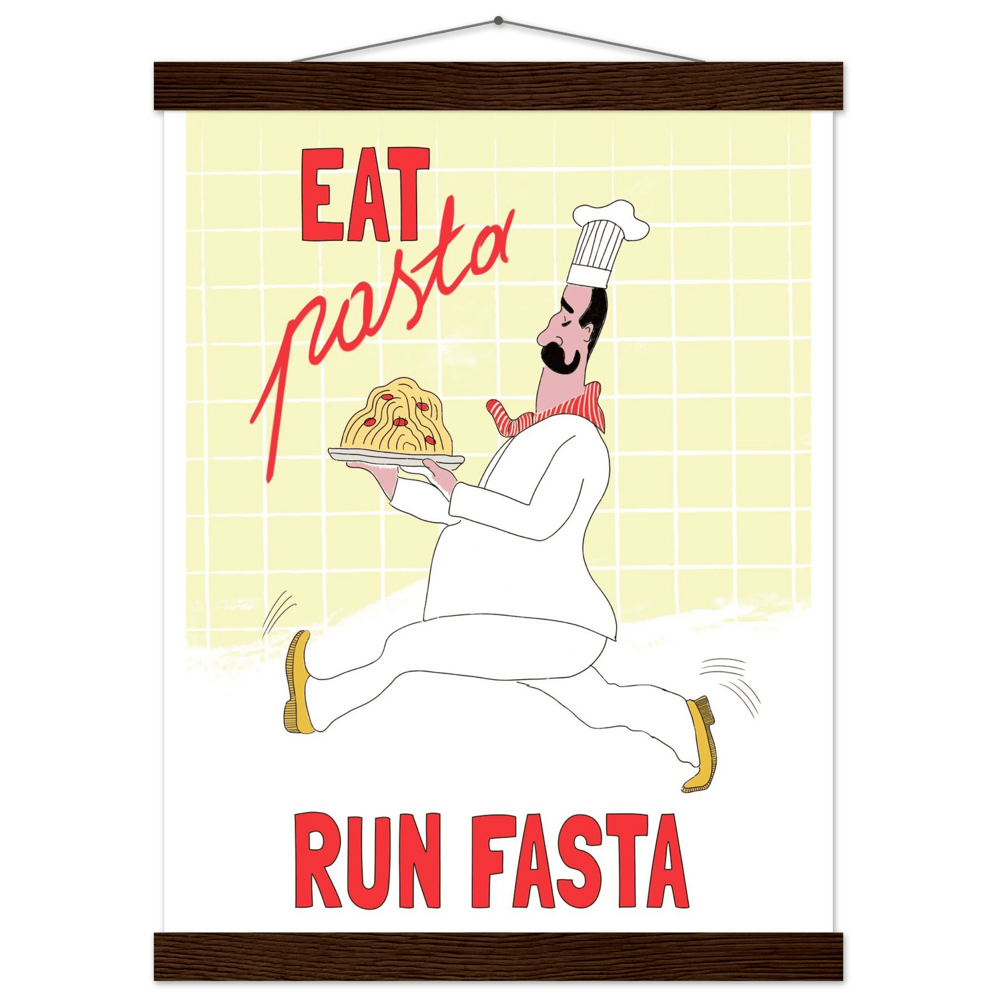 Eat Pasta Run Fasta Poster – Playful Kitchen Wall Art Print (Digital & Printed Options) - Evergreen Posters