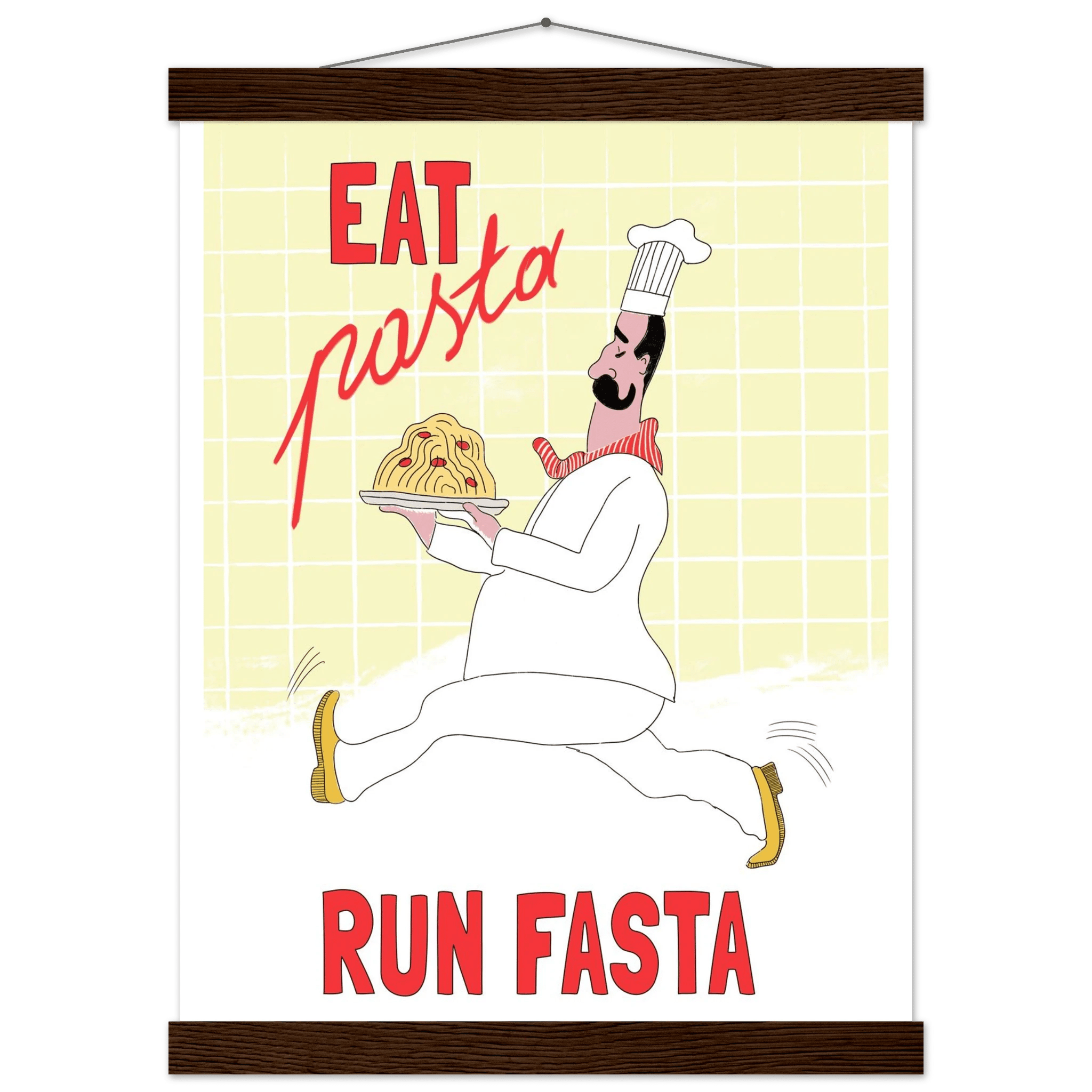 Eat Pasta Run Fasta Poster – Playful Kitchen Wall Art Print (Digital & Printed Options) - Evergreen Posters