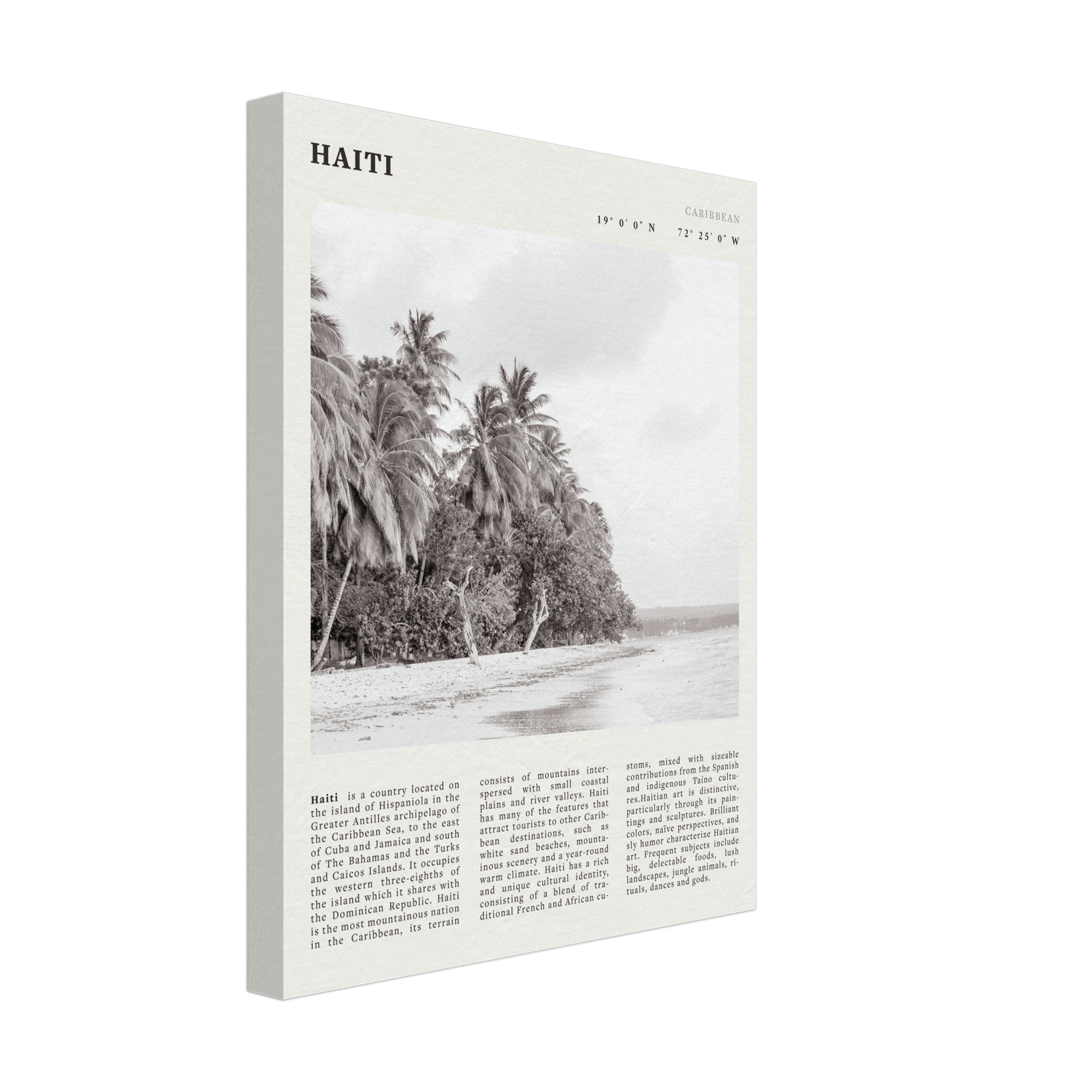 Haiti Poster | Black & White Caribbean Beach Wall Art | Tropical Travel Print - Evergreen Posters