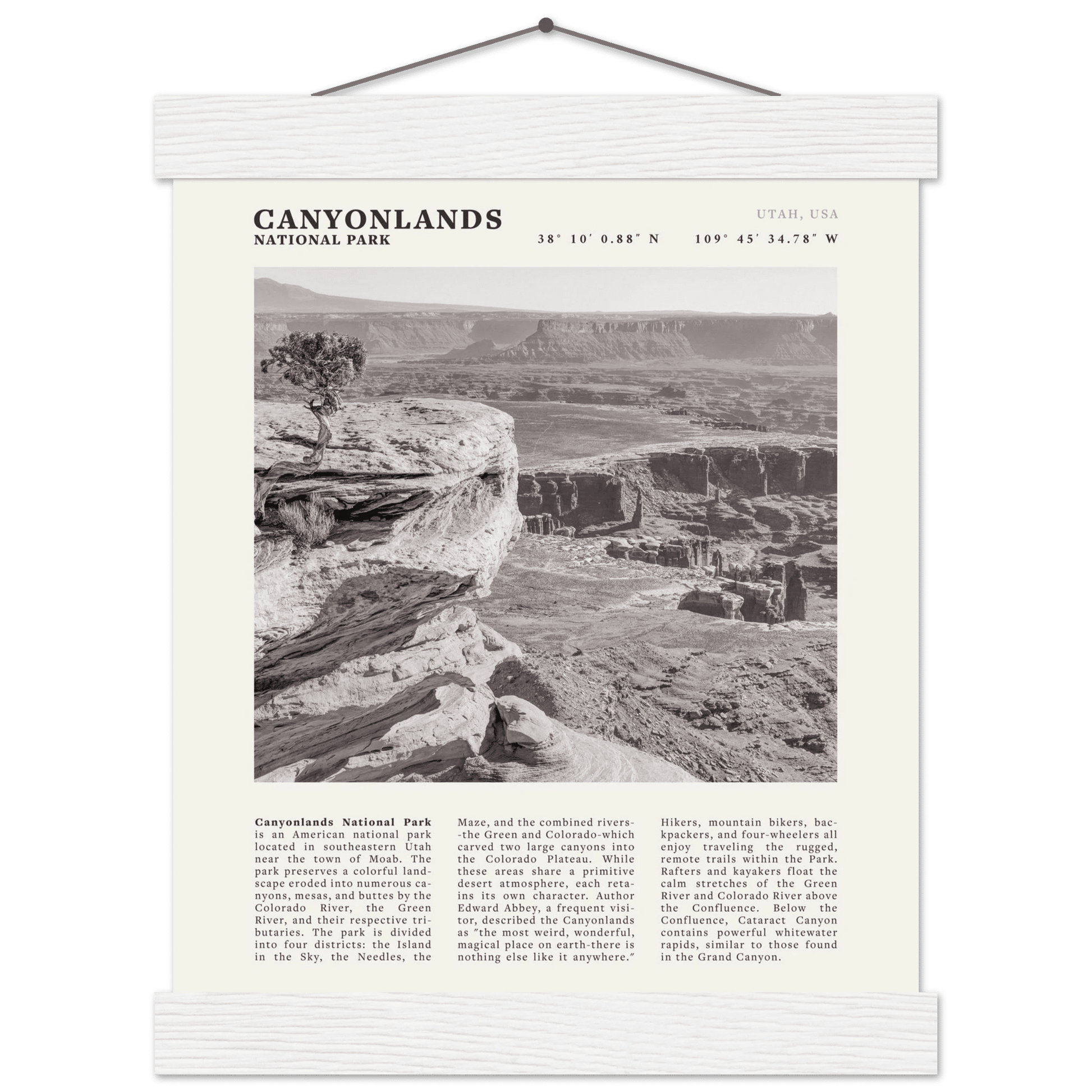 Canyonlands National Park Poster | Black & White Utah Wall Art | Canyon Travel Print - Evergreen Posters