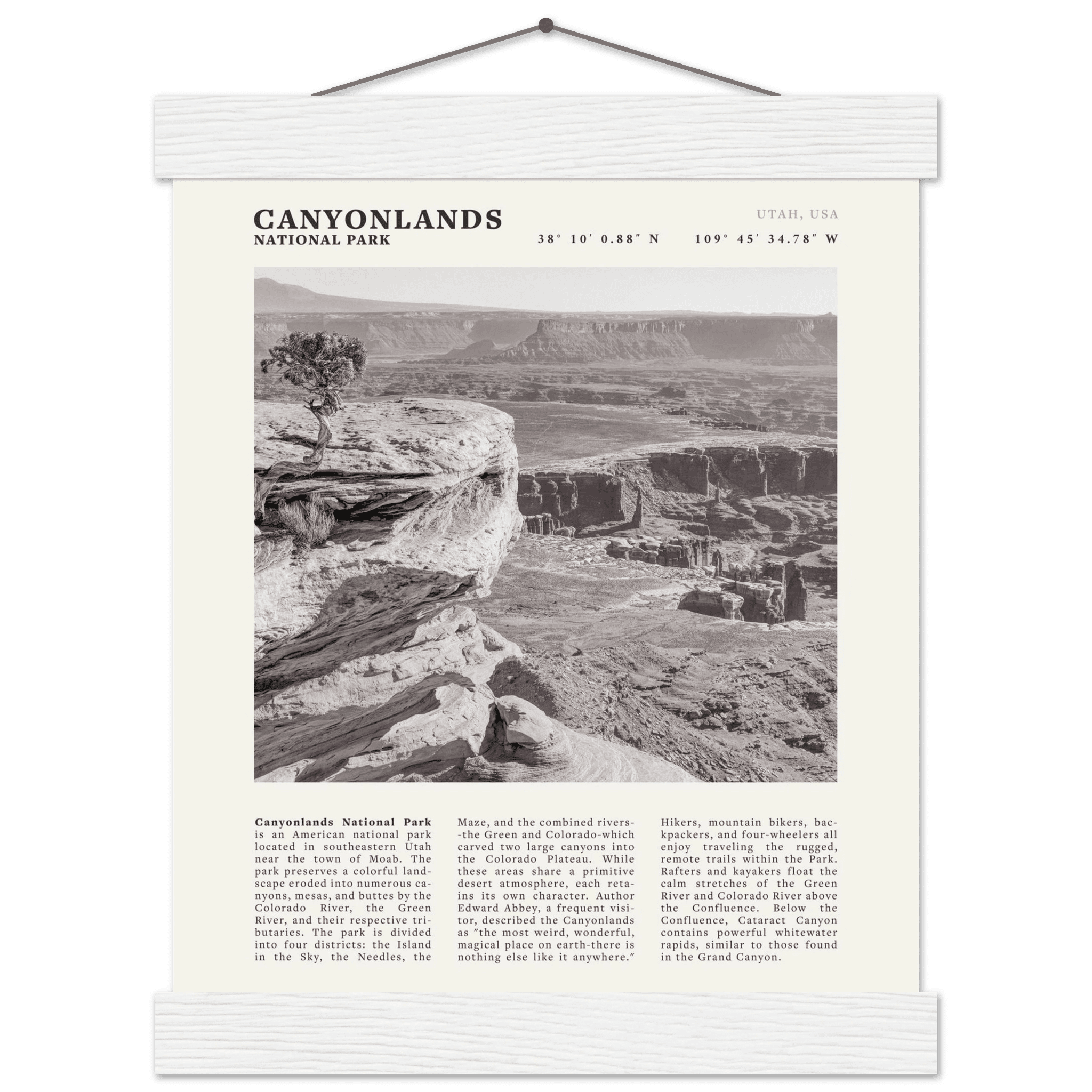 Canyonlands National Park Poster | Black & White Utah Wall Art | Canyon Travel Print - Evergreen Posters