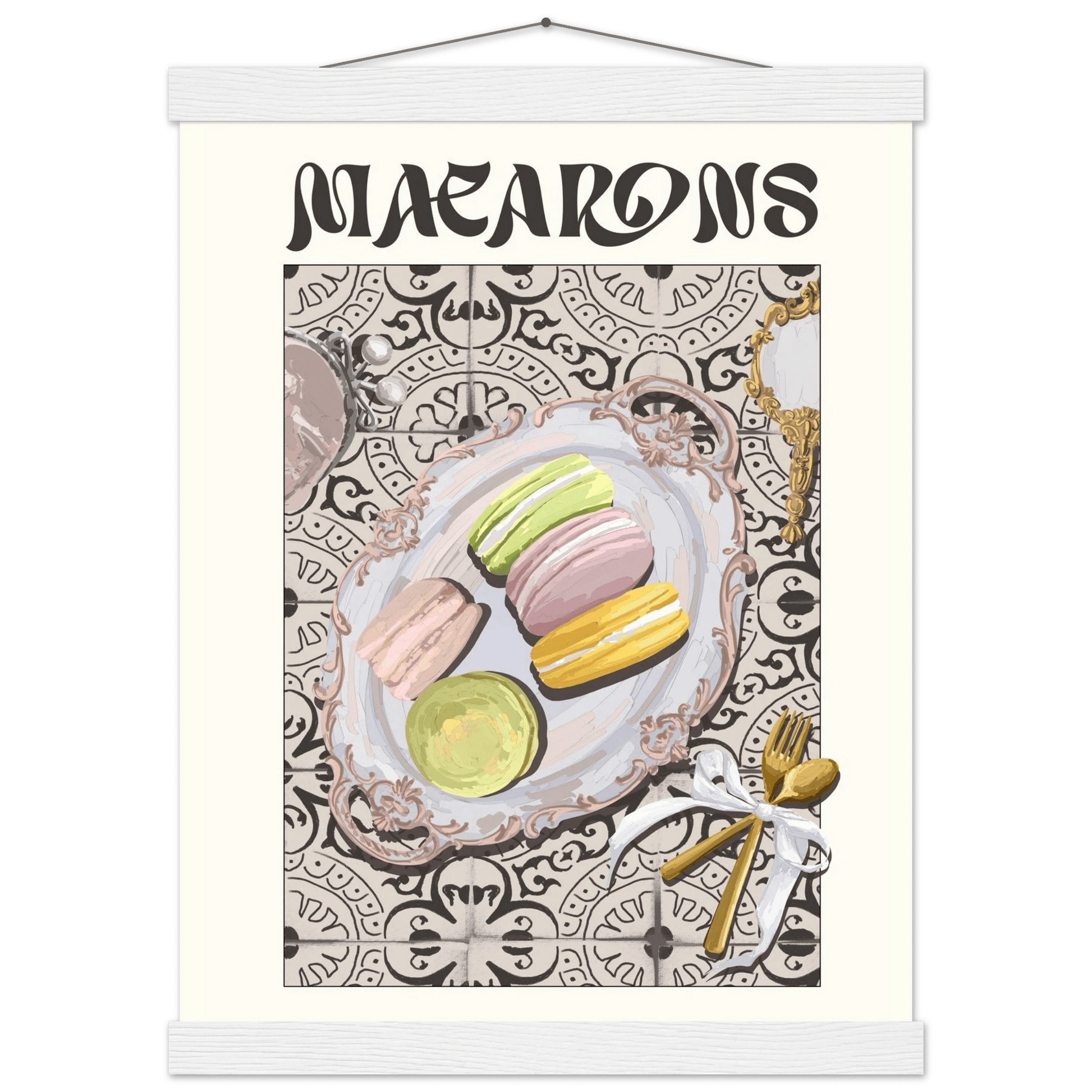 Macarons Poster – Playful French Patisserie Kitchen Wall Art Print (Digital & Printed Options) - Evergreen Posters