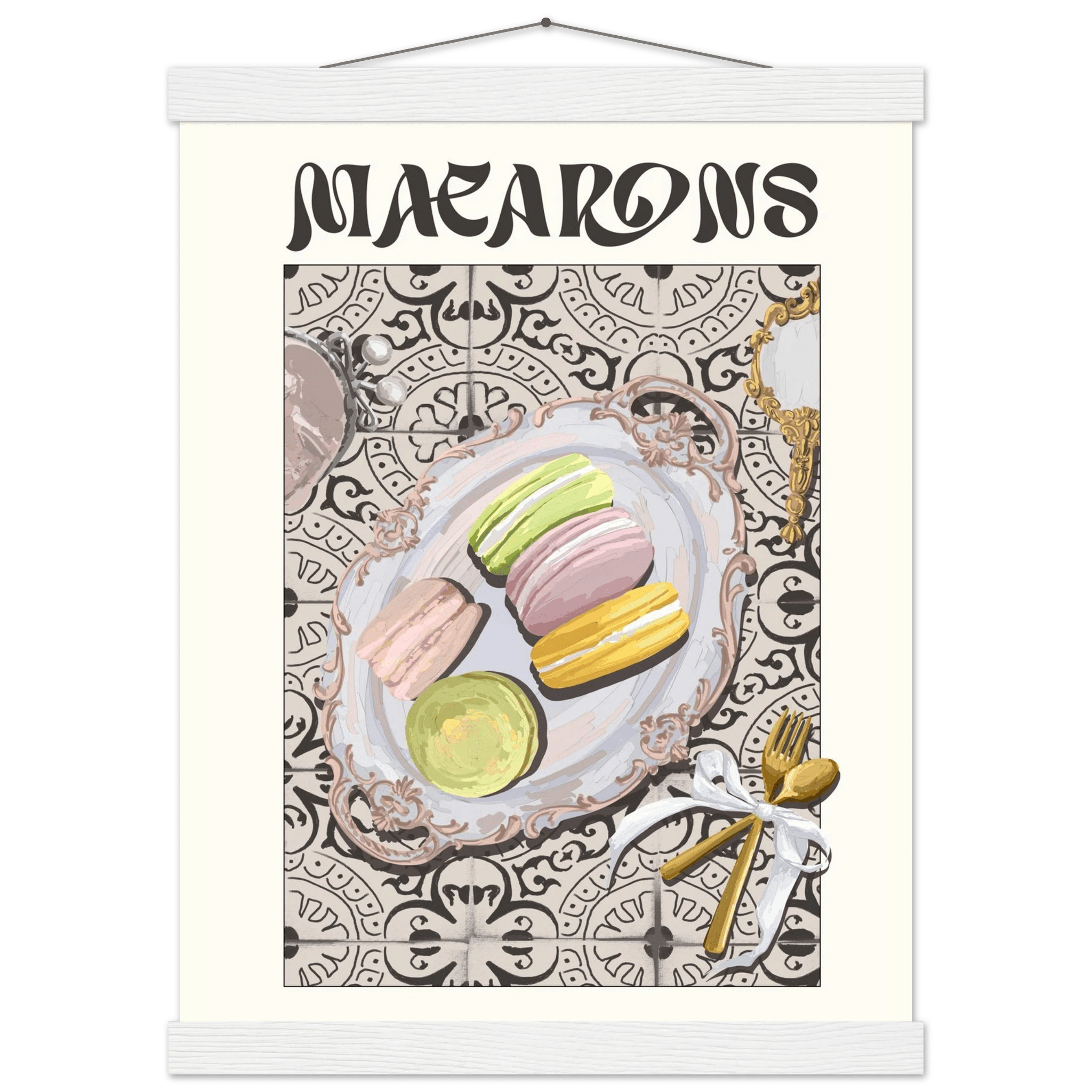 Macarons Poster – Playful French Patisserie Kitchen Wall Art Print (Digital & Printed Options) - Evergreen Posters