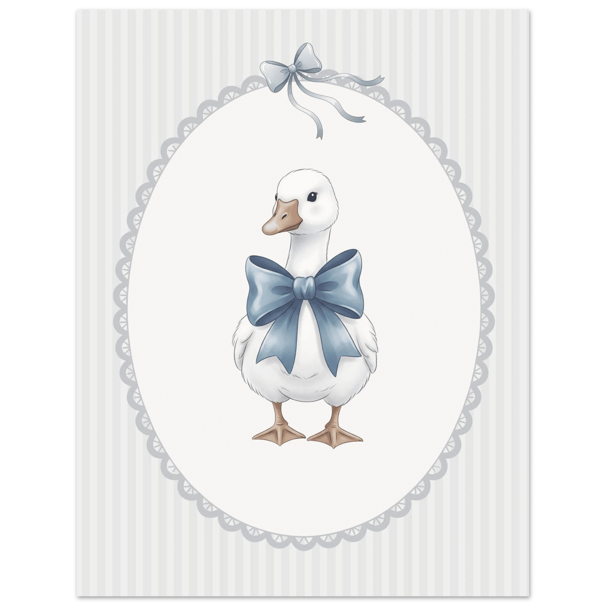 Blue Bow Duck Nursery Poster – Sweet Baby Room Wall Art Print - Evergreen Posters