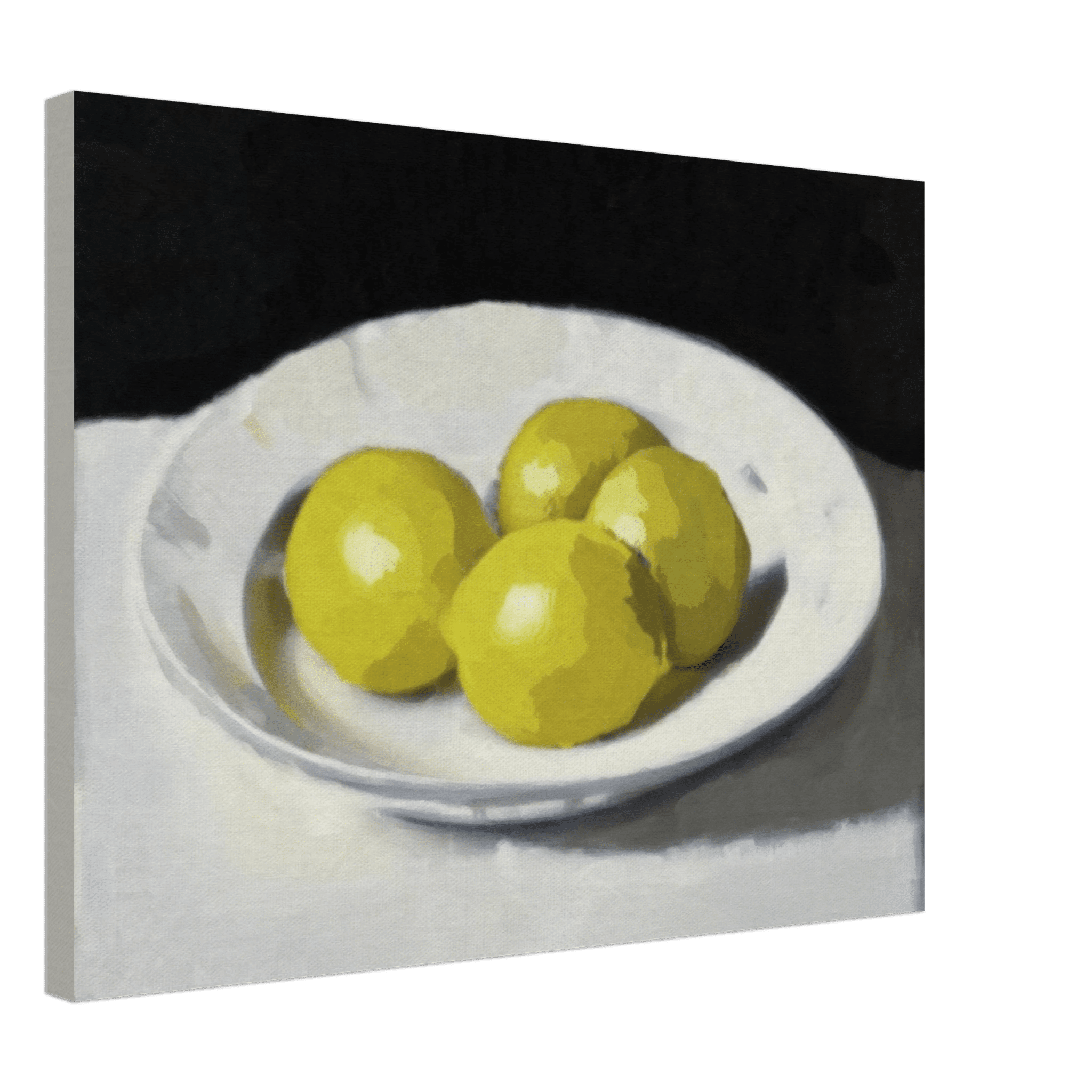 Lemons Print | Three Lemons Oil Painting Wall Art | Kitchen Still Life Poster - Evergreen Posters