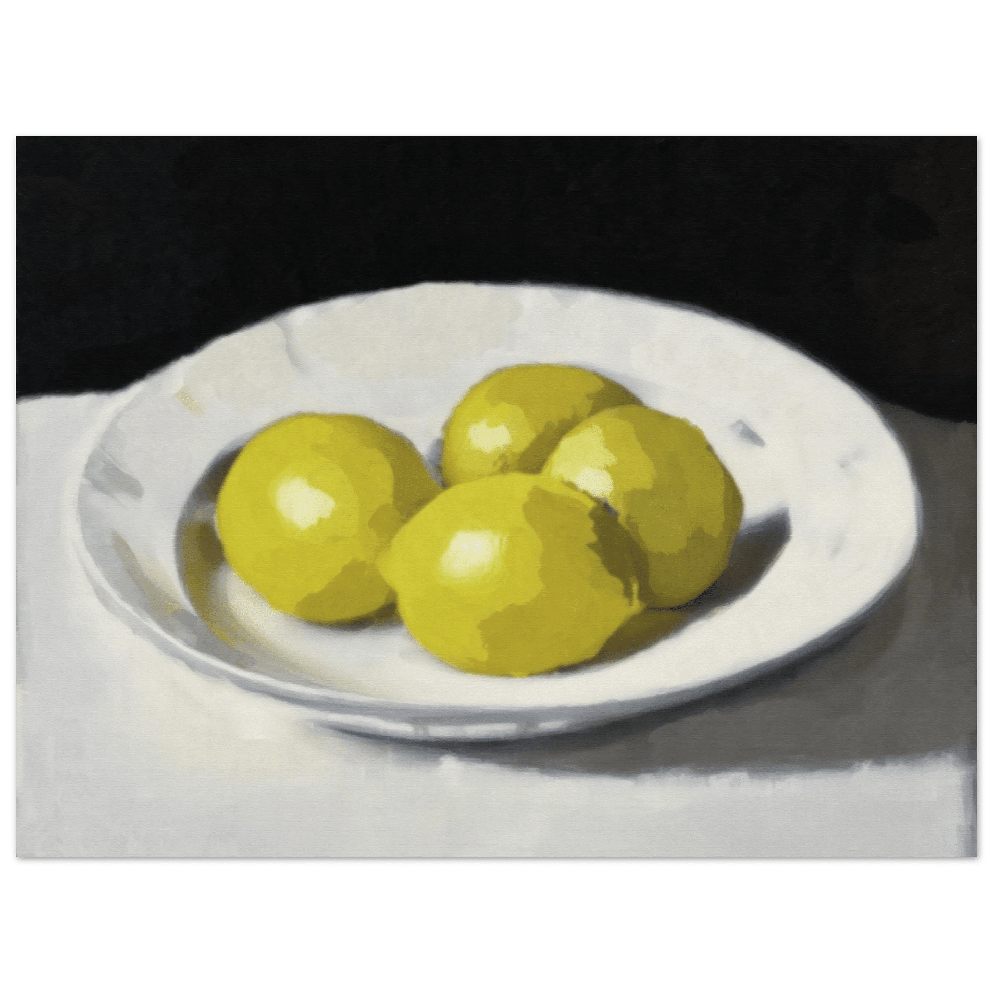 Lemons Print | Three Lemons Oil Painting Wall Art | Kitchen Still Life Poster - Evergreen Posters