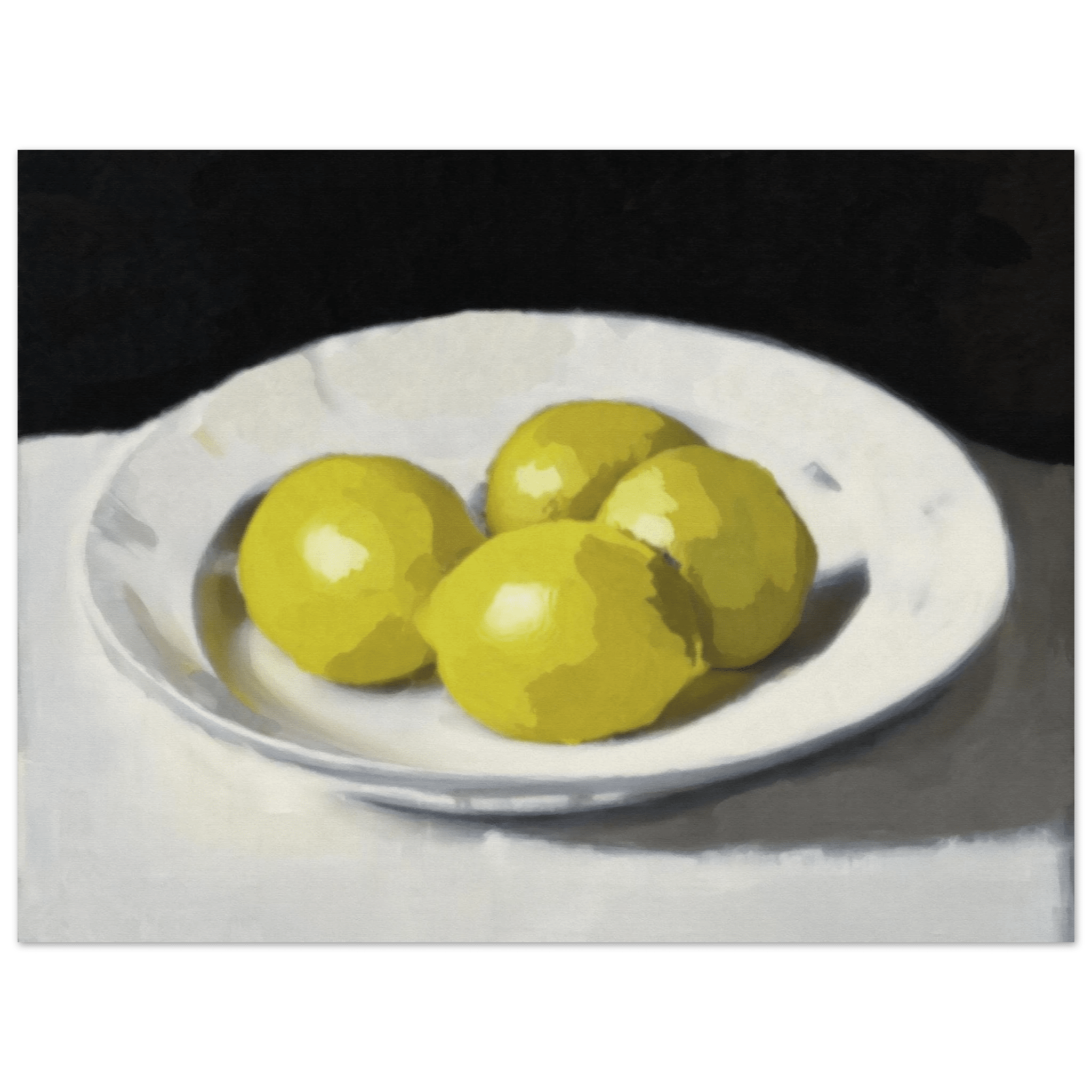 Lemons Print | Three Lemons Oil Painting Wall Art | Kitchen Still Life Poster - Evergreen Posters