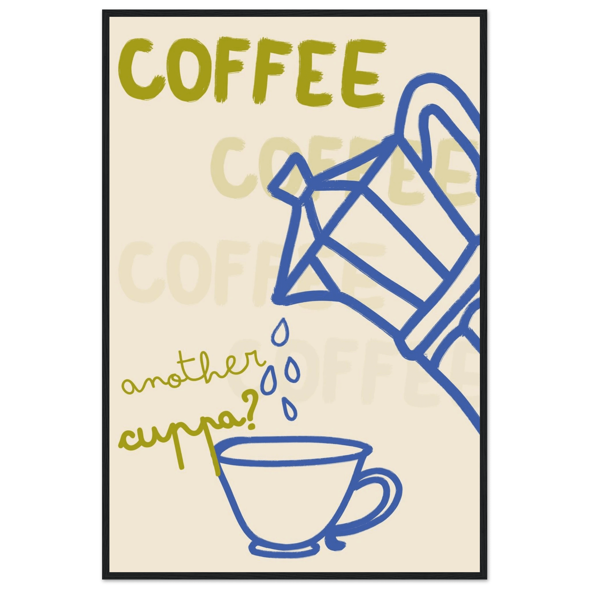 Coffee Print | Another Cuppa Moka Pot Wall Art | Kitchen Coffee Poster - Evergreen Posters