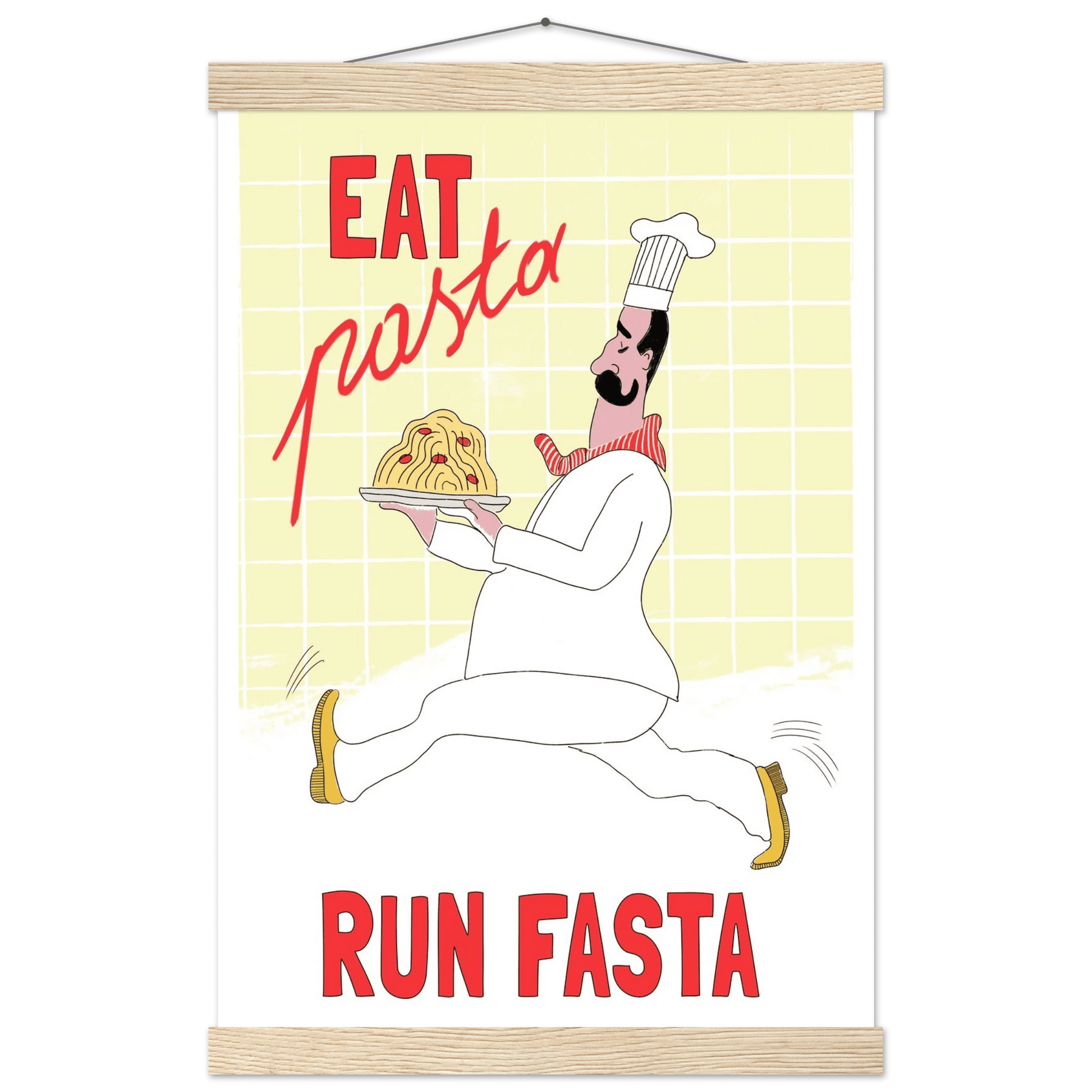 Eat Pasta Run Fasta Poster – Playful Kitchen Wall Art Print (Digital & Printed Options) - Evergreen Posters