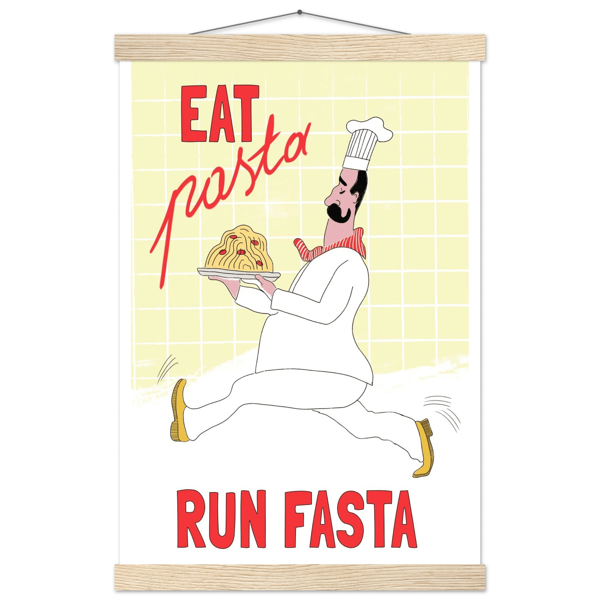 Eat Pasta Run Fasta Poster – Playful Kitchen Wall Art Print (Digital & Printed Options) - Evergreen Posters