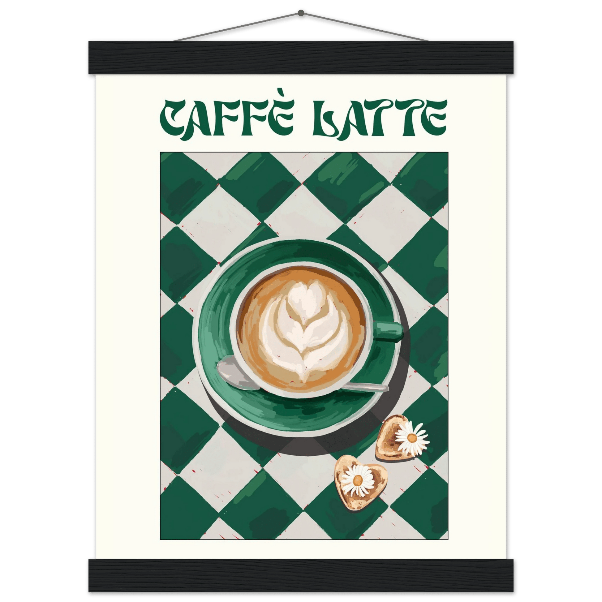 Caffè Latte Poster – Playful Coffee Kitchen Wall Art Print (Digital & Printed Options) - Evergreen Posters