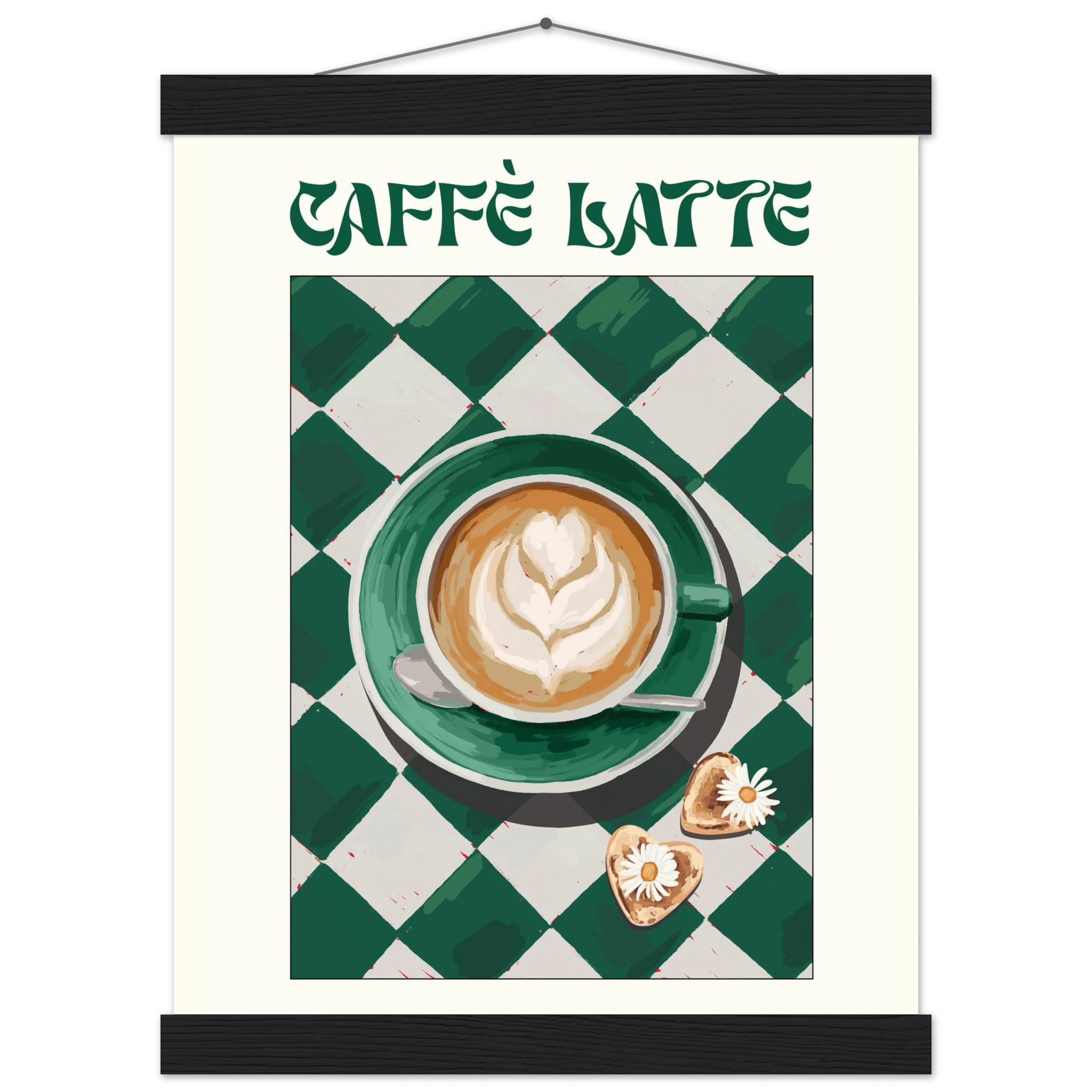 Caffè Latte Poster – Playful Coffee Kitchen Wall Art Print (Digital & Printed Options) - Evergreen Posters
