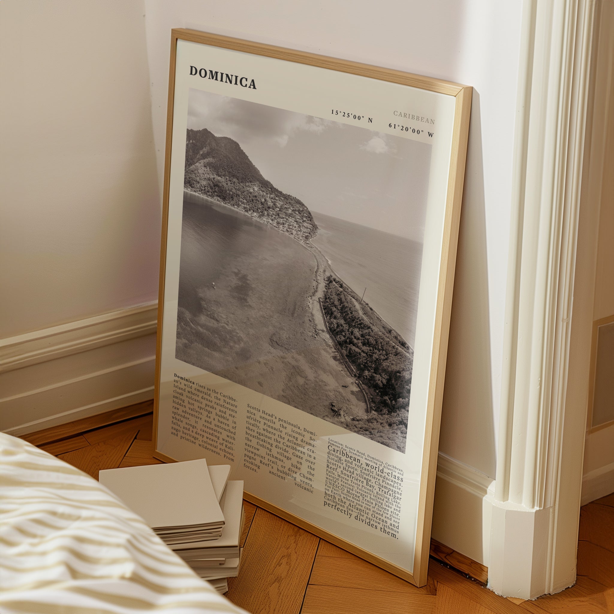 Dominica Poster Black and White – Vintage Caribbean Rainforest Island Print (Digital & Printed Options) - Evergreen Posters
