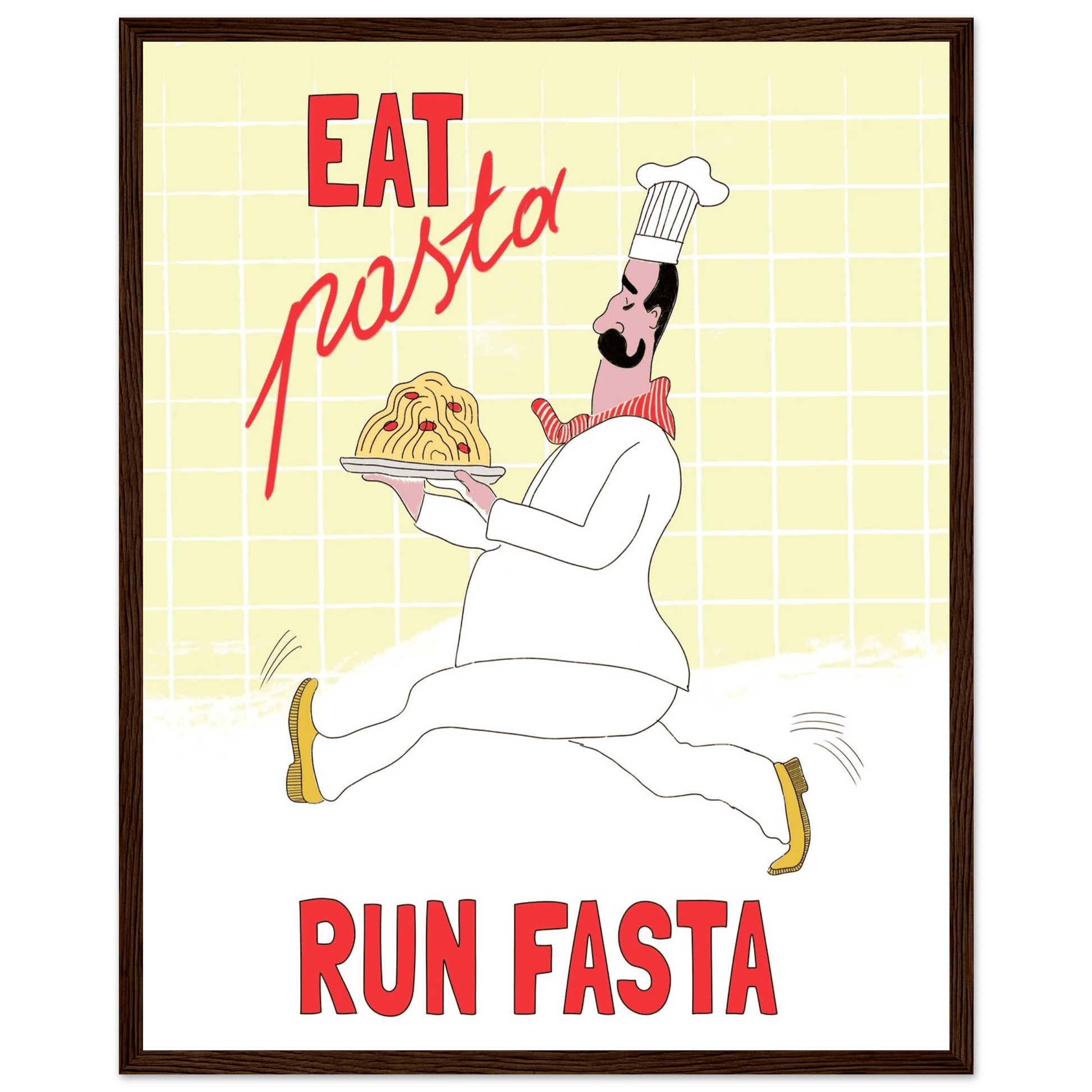 Eat Pasta Run Fasta Poster – Playful Kitchen Wall Art Print (Digital & Printed Options) - Evergreen Posters