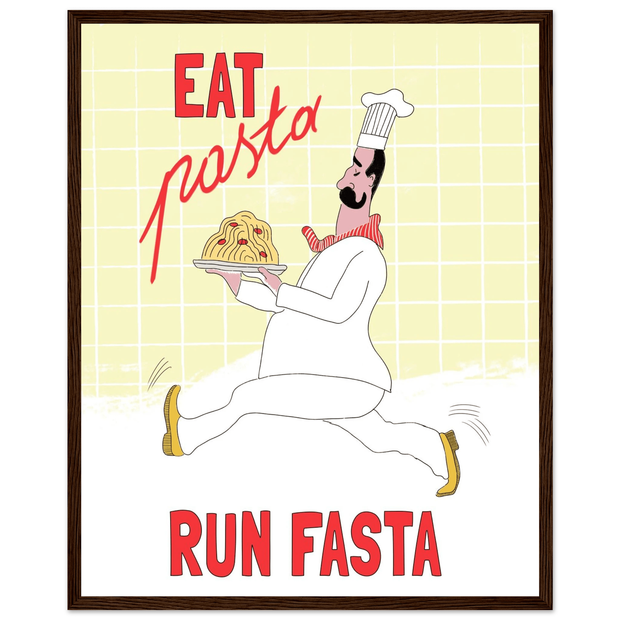 Eat Pasta Run Fasta Poster – Playful Kitchen Wall Art Print (Digital & Printed Options) - Evergreen Posters