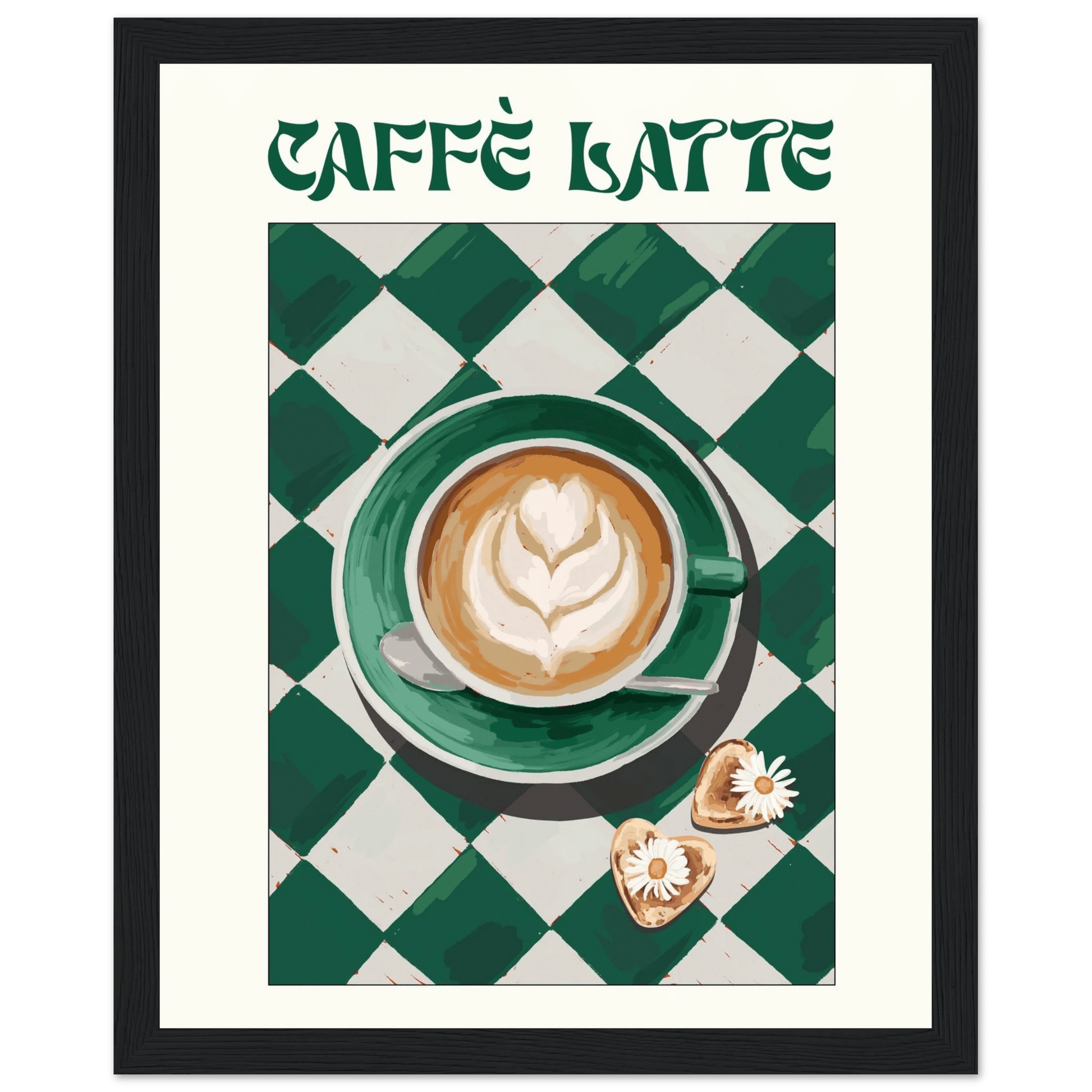 Caffè Latte Poster – Playful Coffee Kitchen Wall Art Print (Digital & Printed Options) - Evergreen Posters