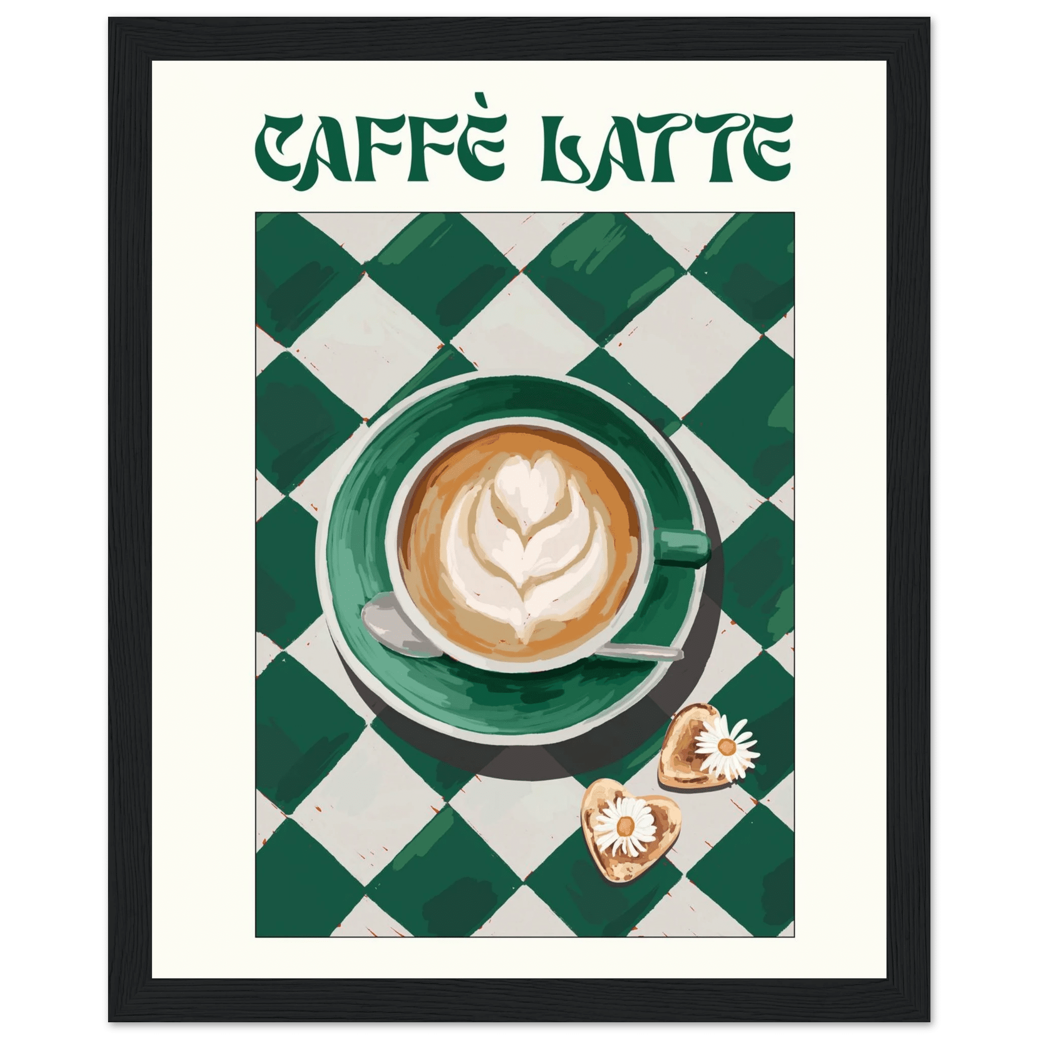 Caffè Latte Poster – Playful Coffee Kitchen Wall Art Print (Digital & Printed Options) - Evergreen Posters