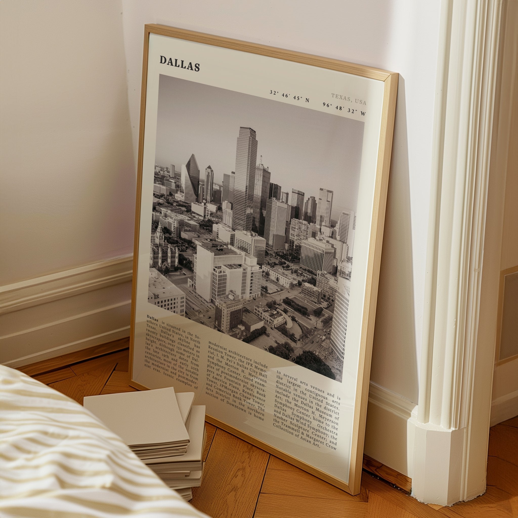 Dallas Poster | Black & White Texas Skyline Wall Art | City Travel Print Decor - Evergreen Posters