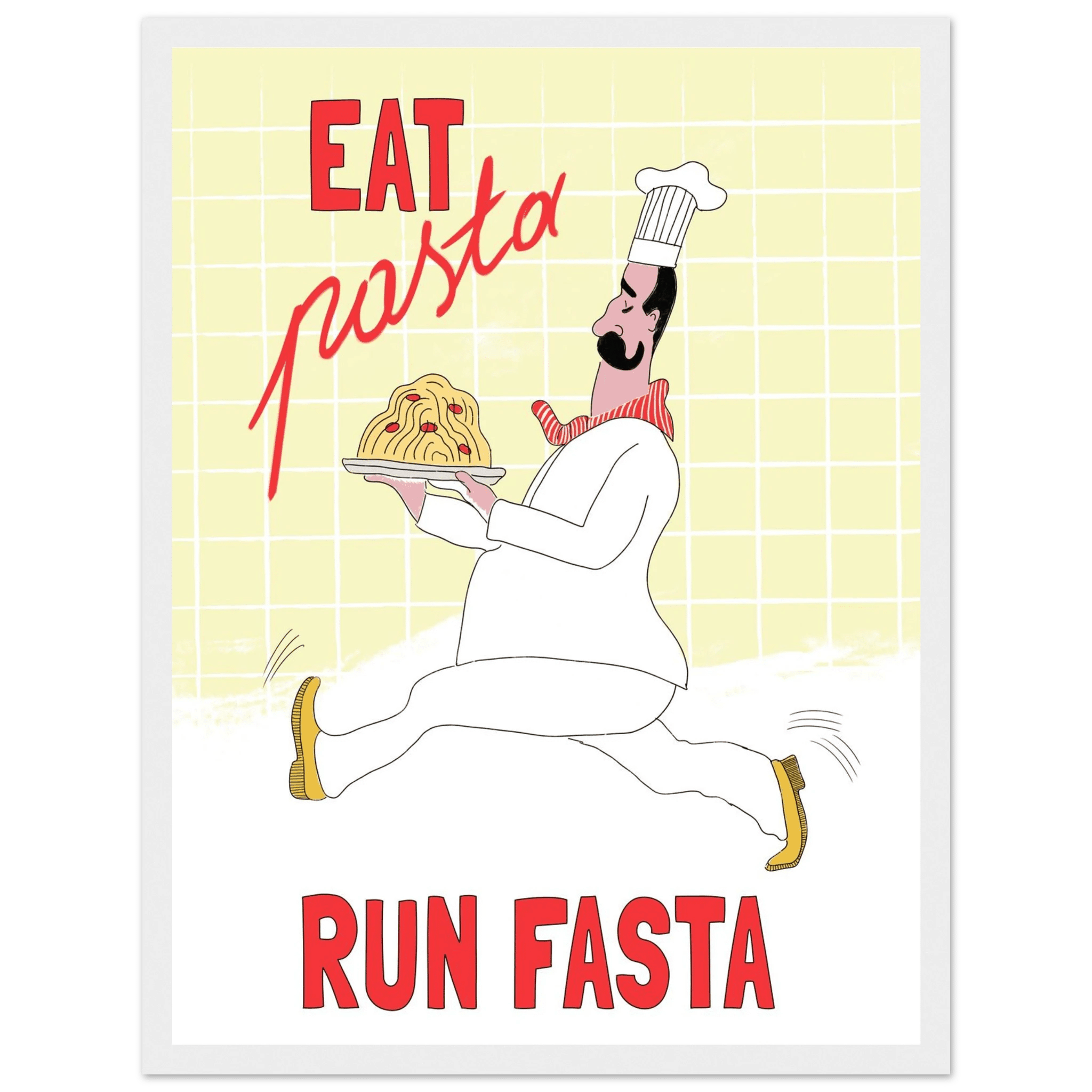 Eat Pasta Run Fasta Poster – Playful Kitchen Wall Art Print (Digital & Printed Options) - Evergreen Posters