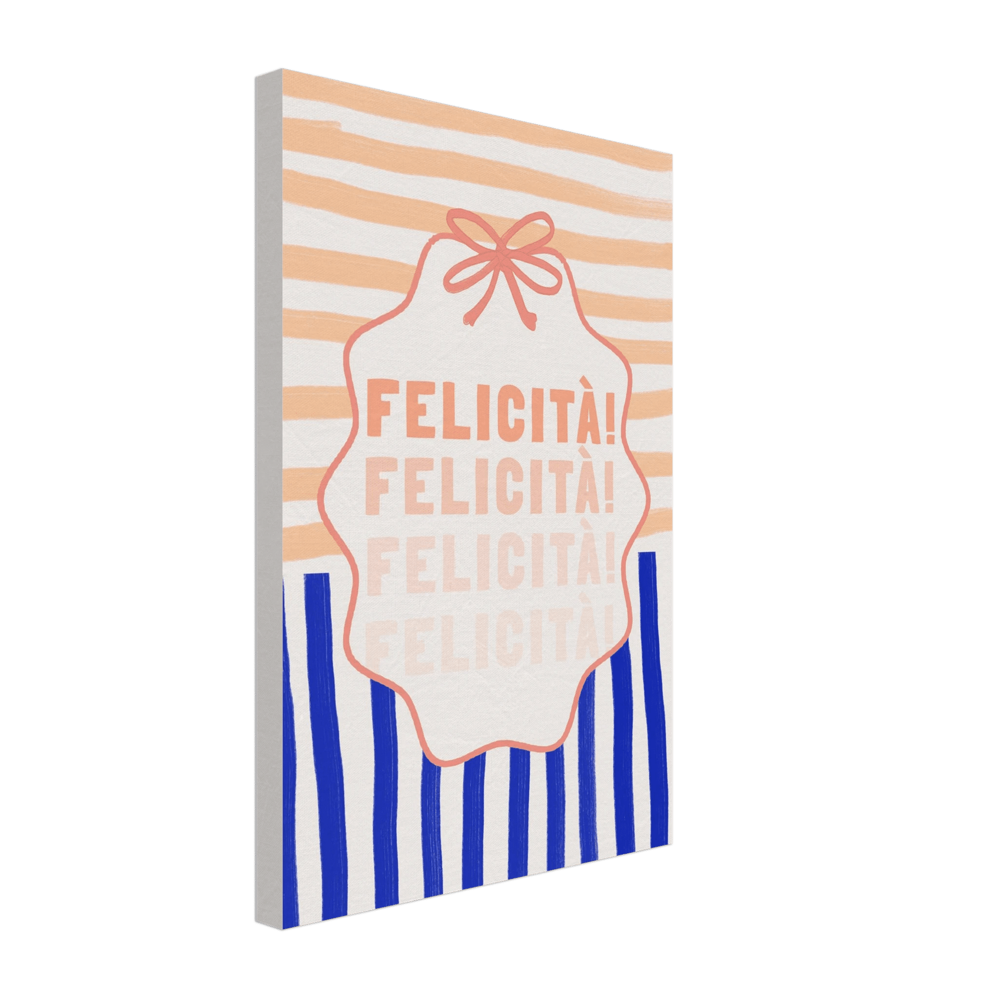 Felicità Italian Happiness Quote Print | Coquette Stripe Wall Art - Evergreen Posters