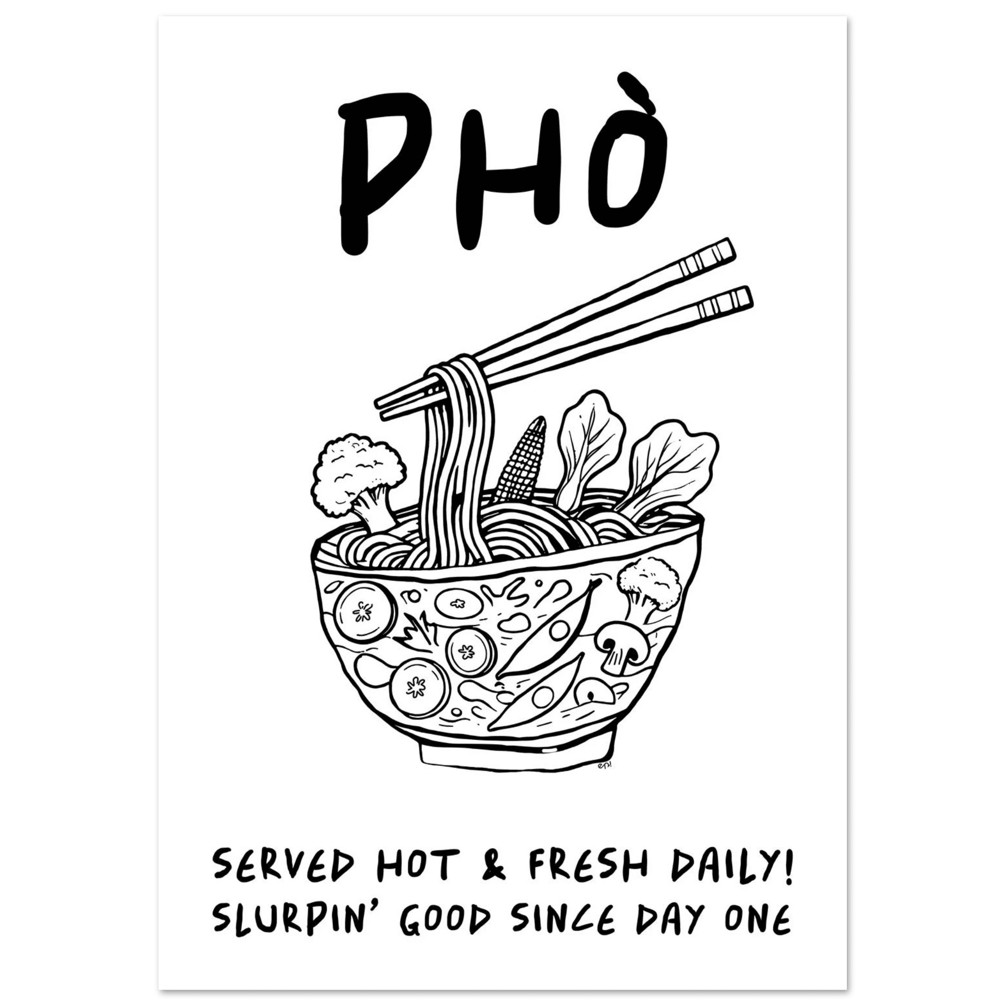 Pho Poster – Funny Vietnamese Kitchen Wall Art Print (Digital & Printed Options) - Evergreen Posters
