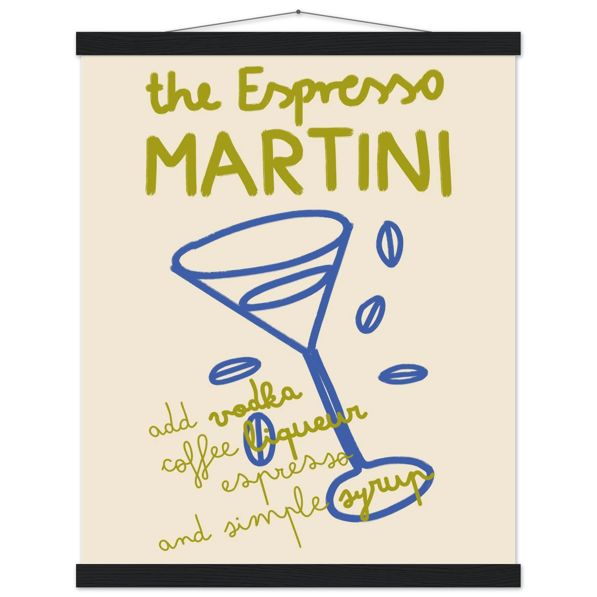 Espresso Martini Print | Cocktail Recipe Wall Art | Kitchen Bar Poster - Evergreen Posters