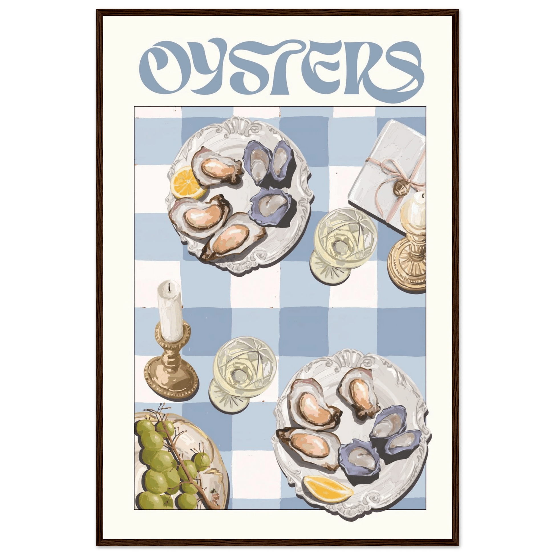 Oysters Poster – Playful Seafood Kitchen Wall Art Print (Digital & Printed Options) - Evergreen Posters