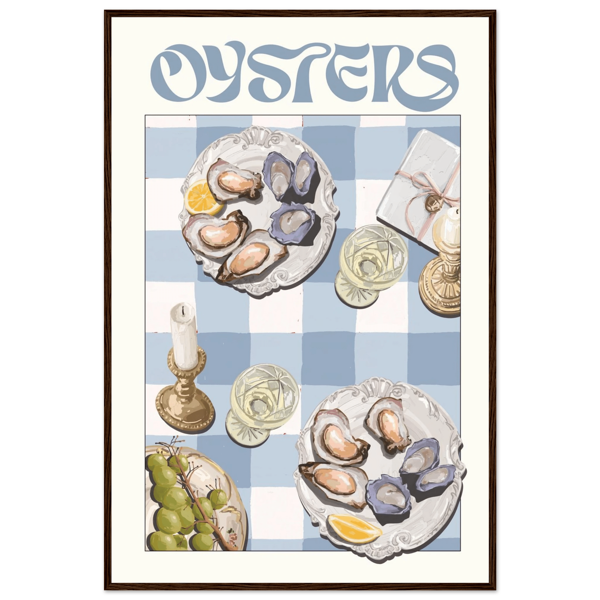 Oysters Poster – Playful Seafood Kitchen Wall Art Print (Digital & Printed Options) - Evergreen Posters