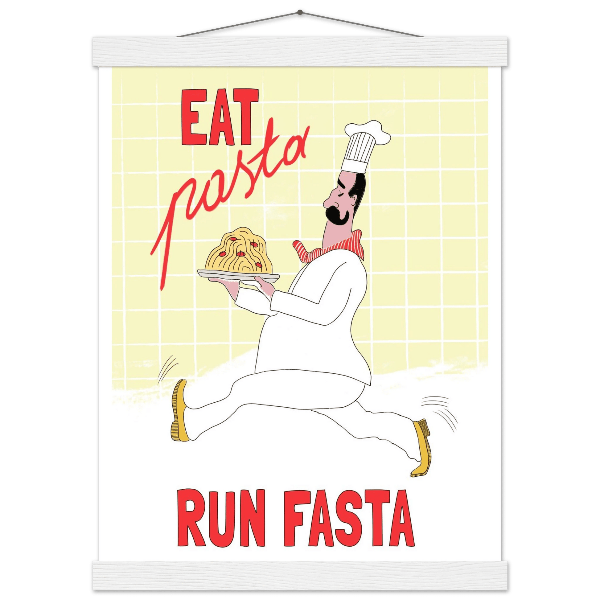 Eat Pasta Run Fasta Poster – Playful Kitchen Wall Art Print (Digital & Printed Options) - Evergreen Posters