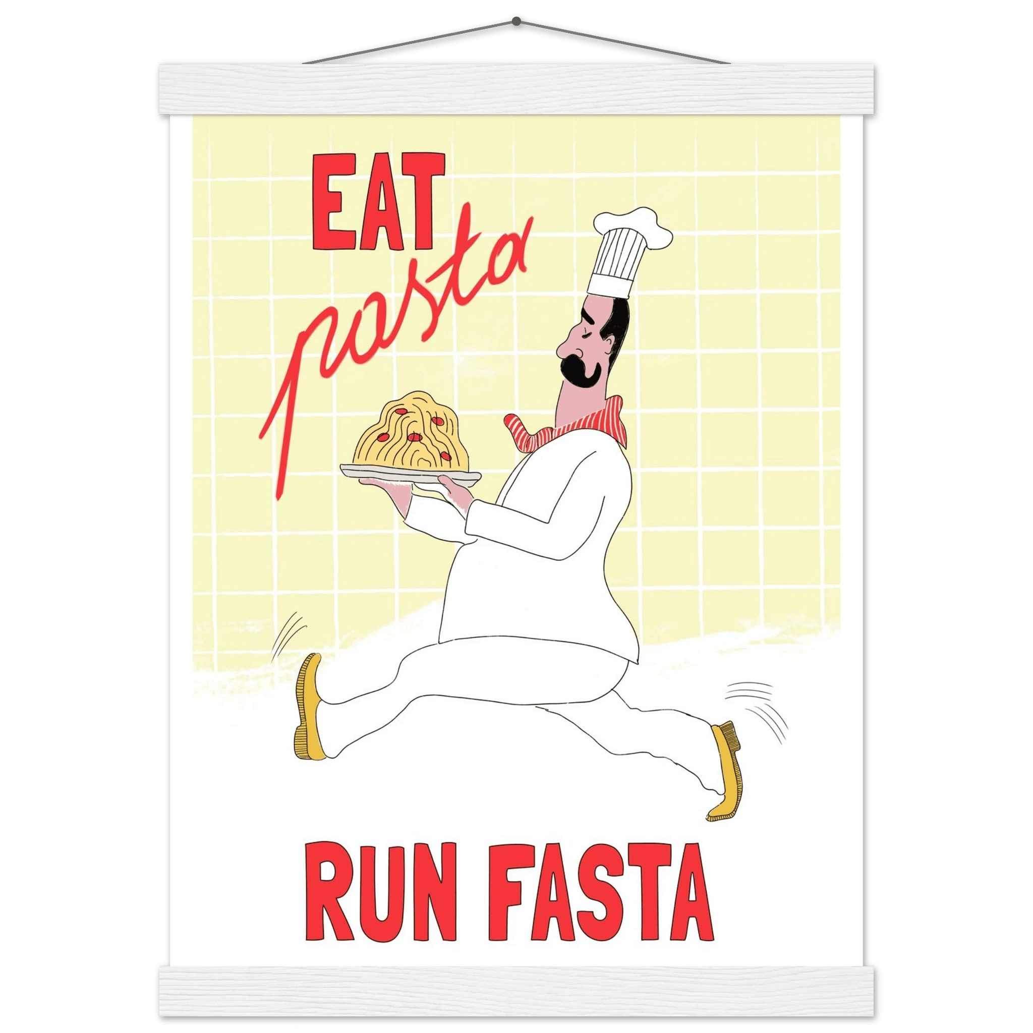 Eat Pasta Run Fasta Poster – Playful Kitchen Wall Art Print (Digital & Printed Options) - Evergreen Posters