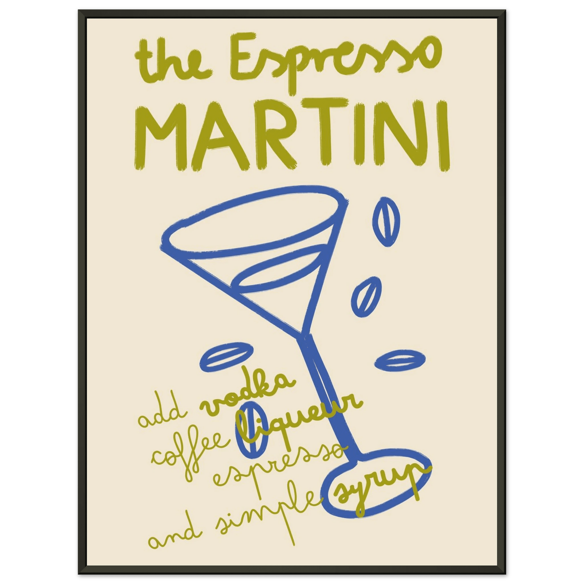 Espresso Martini Print | Cocktail Recipe Wall Art | Kitchen Bar Poster - Evergreen Posters