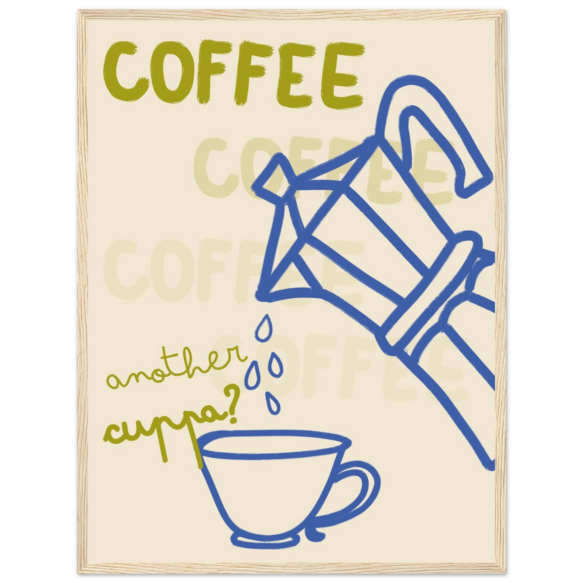 Coffee Print | Another Cuppa Moka Pot Wall Art | Kitchen Coffee Poster - Evergreen Posters