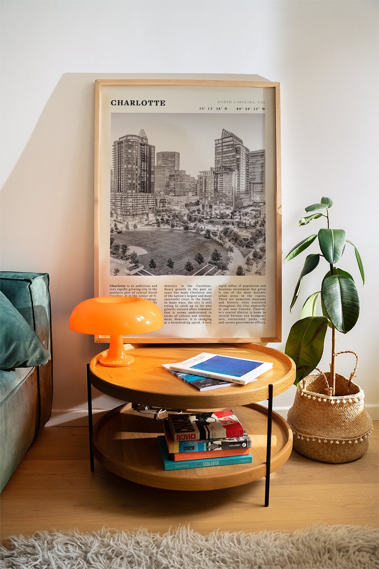 Charlotte Poster | Black & White North Carolina Skyline Wall Art | NC Travel Print - Evergreen Posters