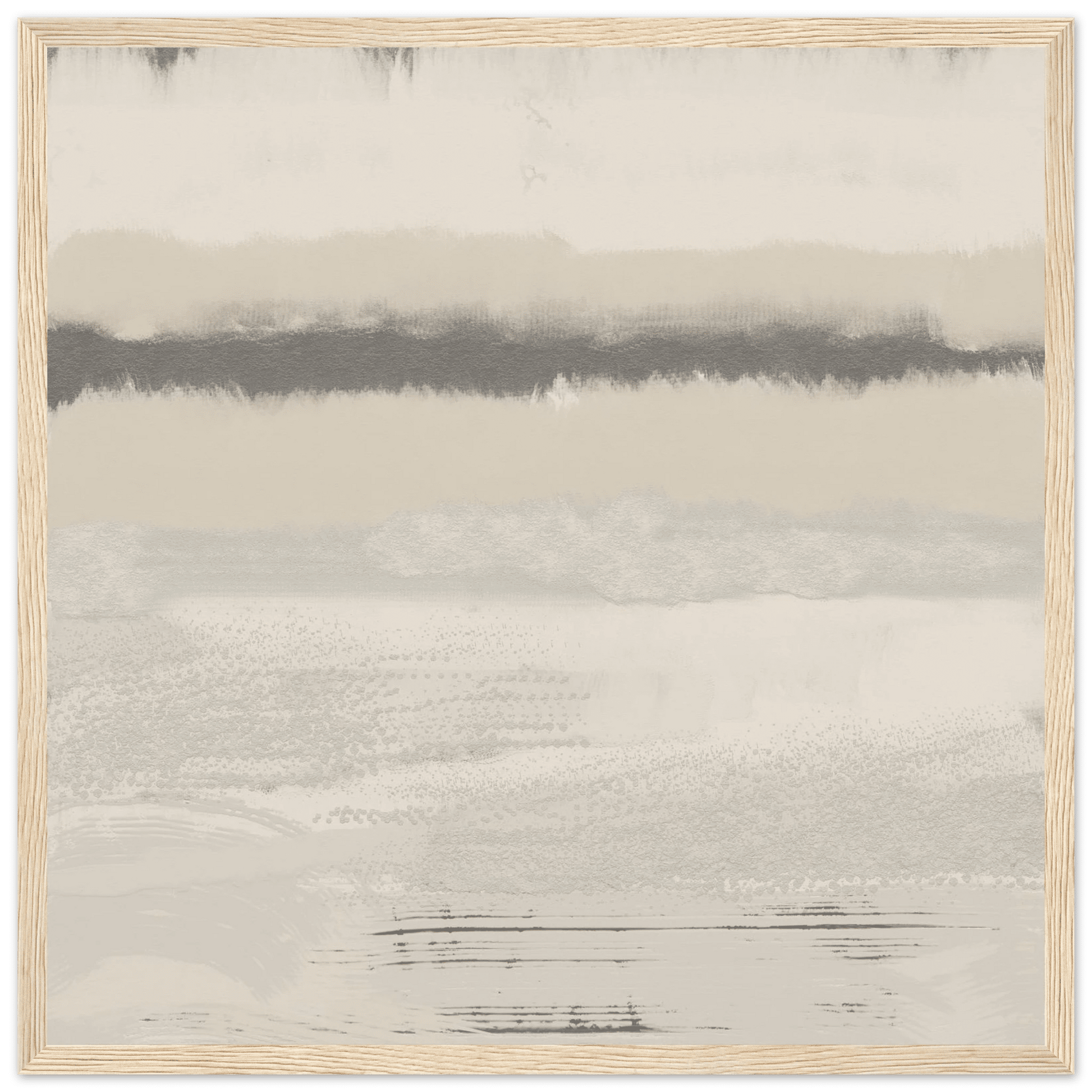 Misty Abstract Poster | Beige & Grey Textured Wall Art | Minimalist Square Print - Evergreen Posters