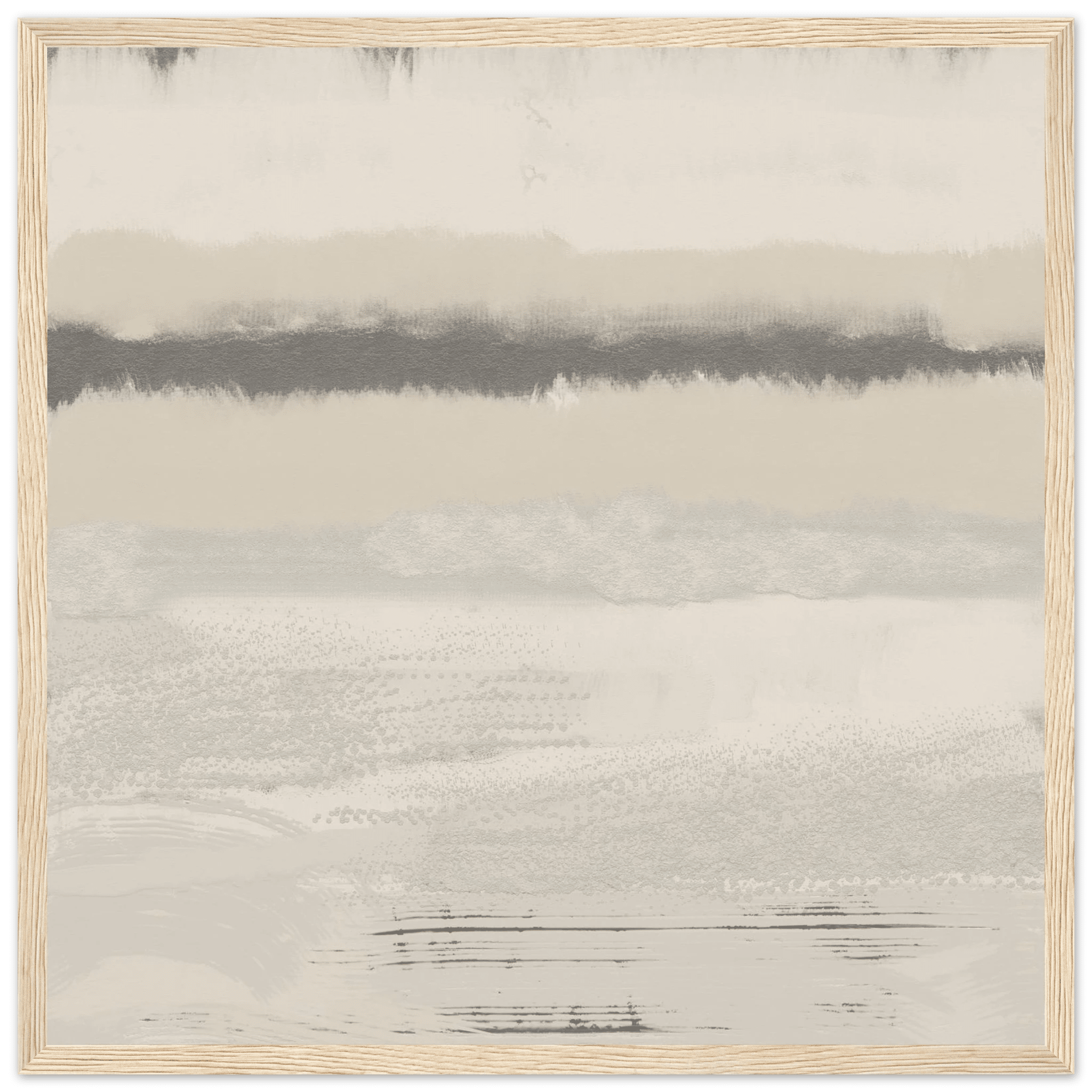 Misty Abstract Poster | Beige & Grey Textured Wall Art | Minimalist Square Print - Evergreen Posters