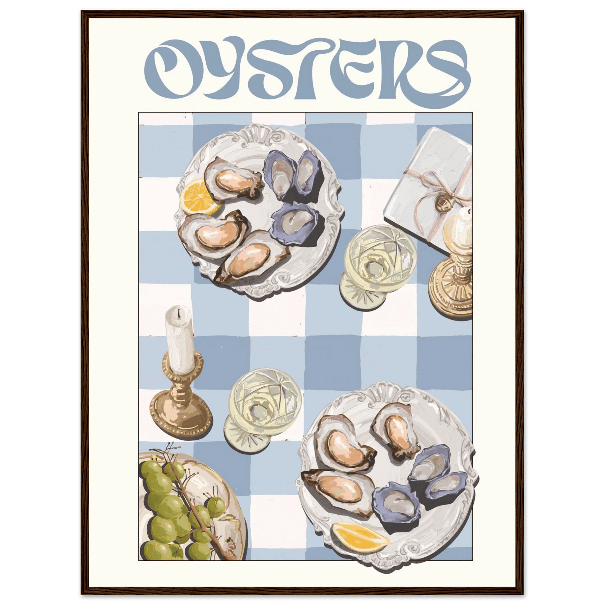 Oysters Poster – Playful Seafood Kitchen Wall Art Print (Digital & Printed Options) - Evergreen Posters