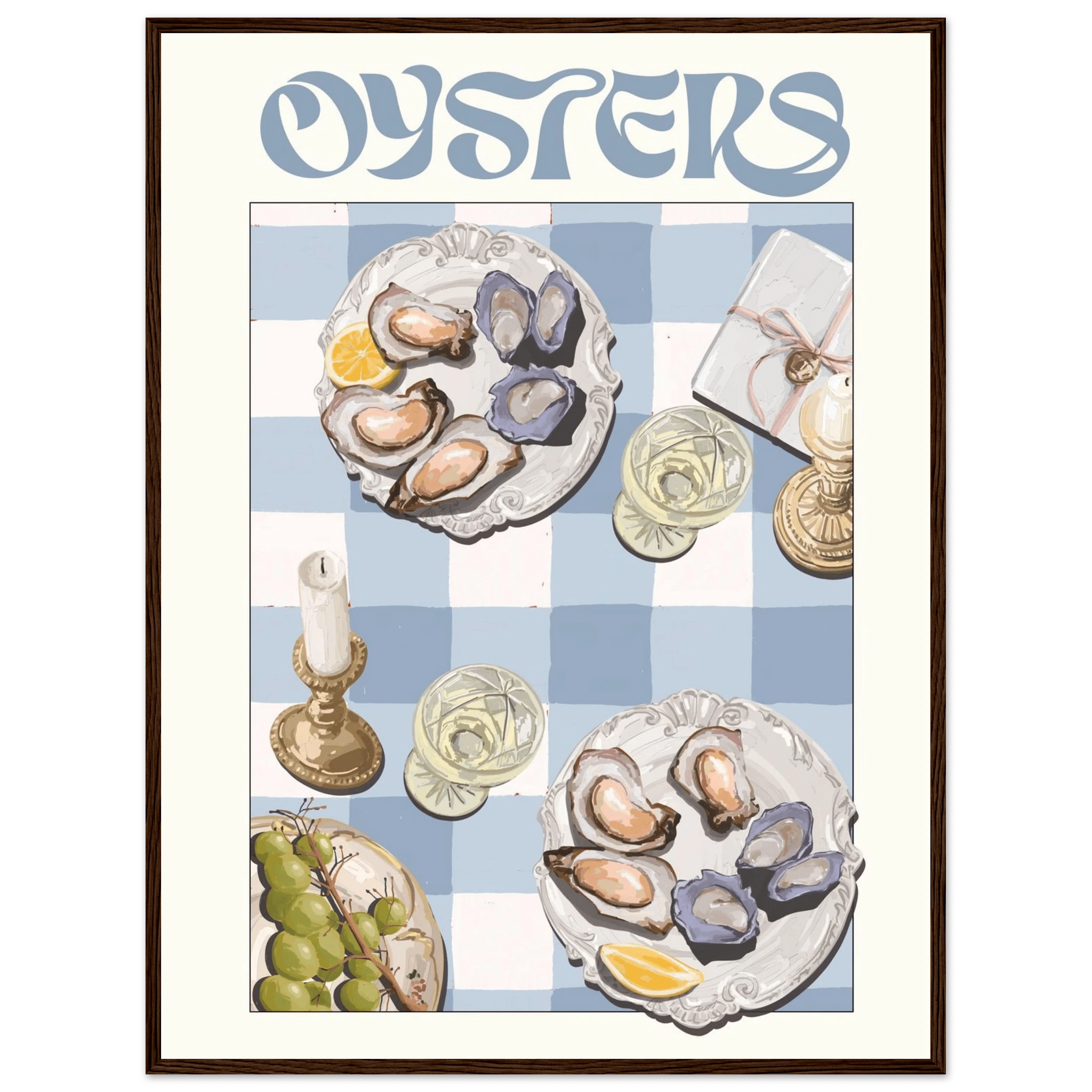 Oysters Poster – Playful Seafood Kitchen Wall Art Print (Digital & Printed Options) - Evergreen Posters